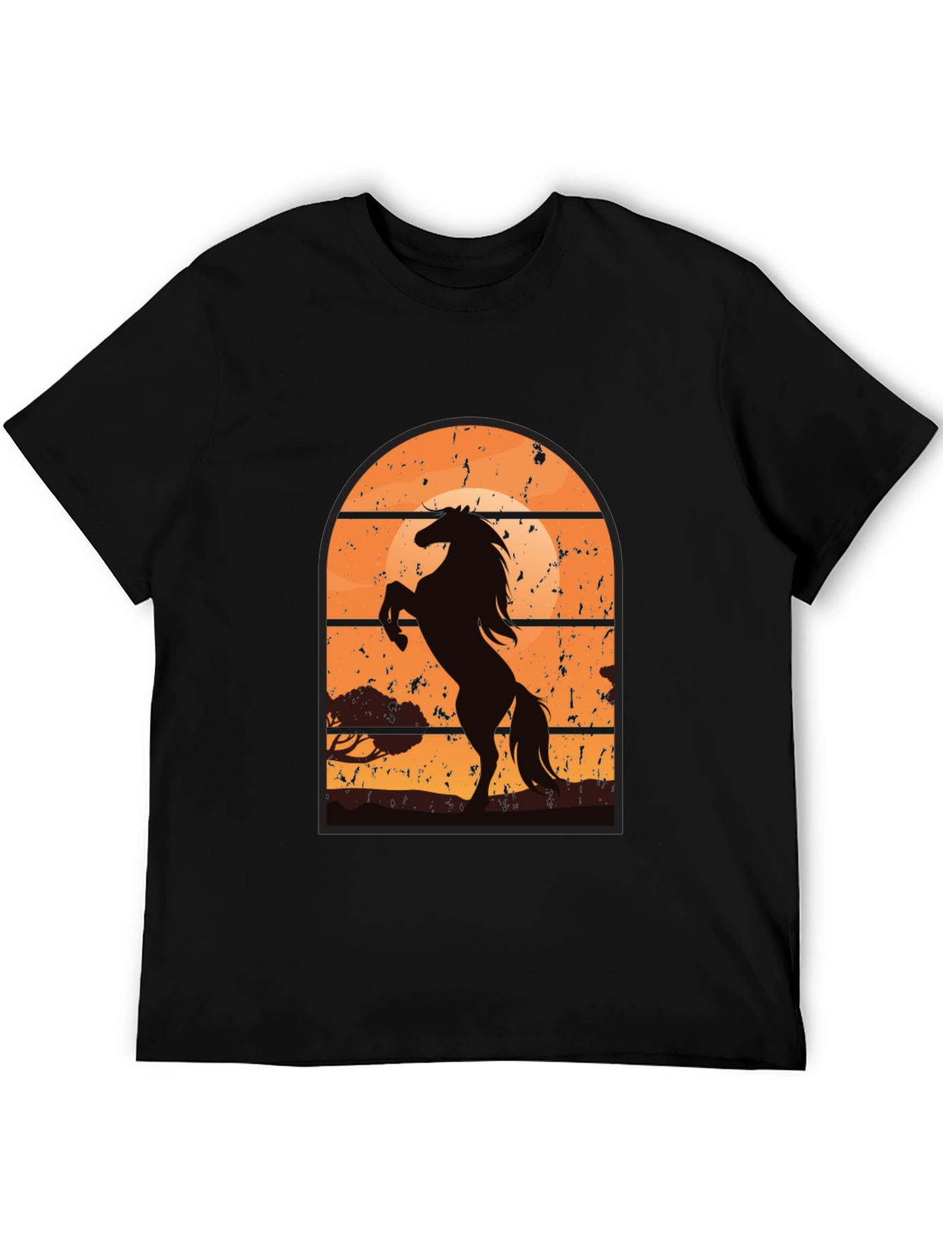 Black Horse Sunset Graphic T-Shirt view 5