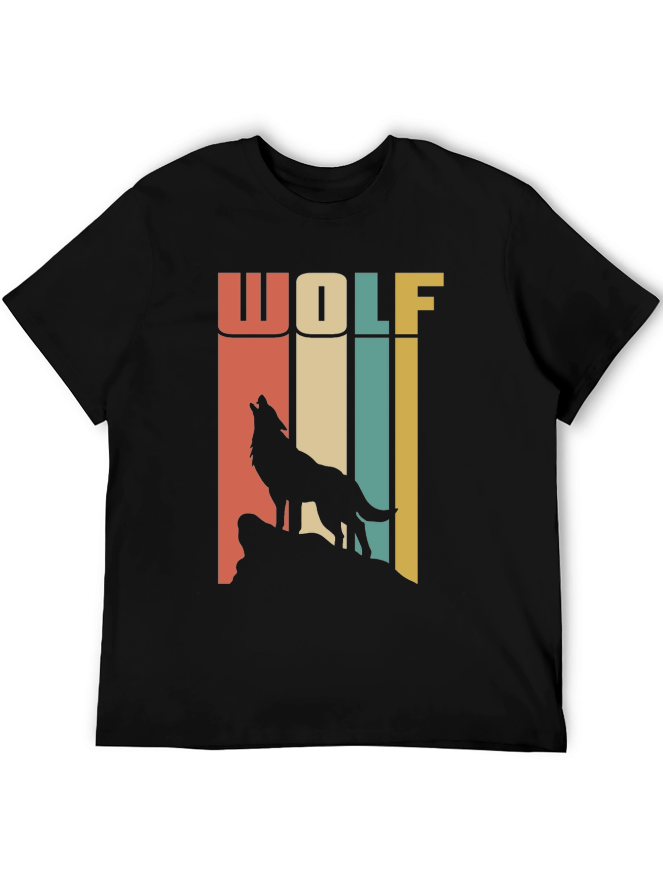 Black Retro Wolf T-Shirt - Vintage Style Graphic Tee view 5