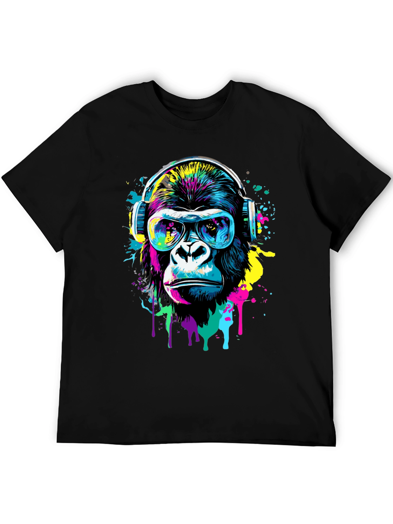 Black Cool Gorilla Graphic Tee - Funky Animal Print Shirt view 5