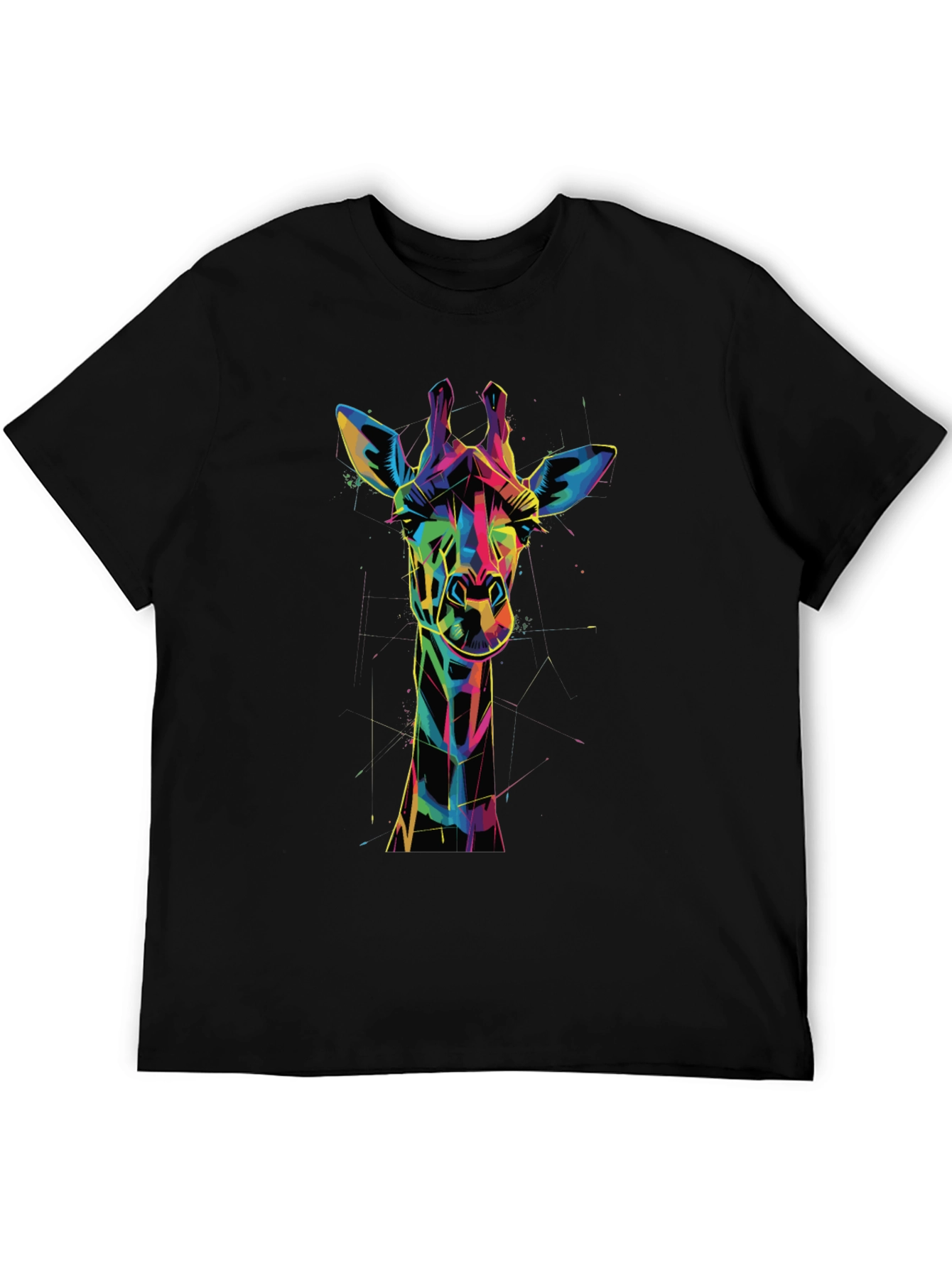 Black Geometric Giraffe Graphic Tee view 5