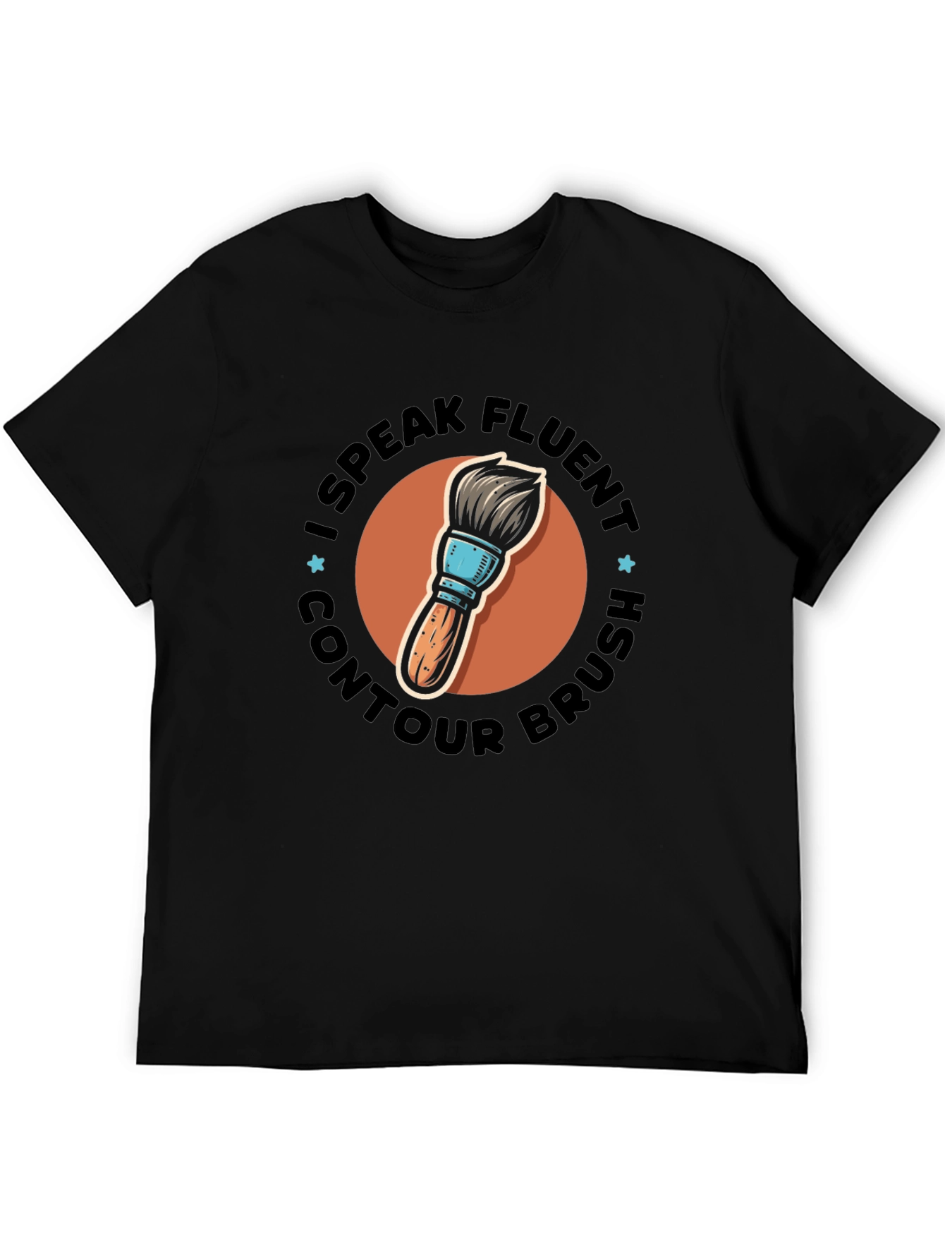 Black I Speak Fluent Contour Brush Black Tee view 5