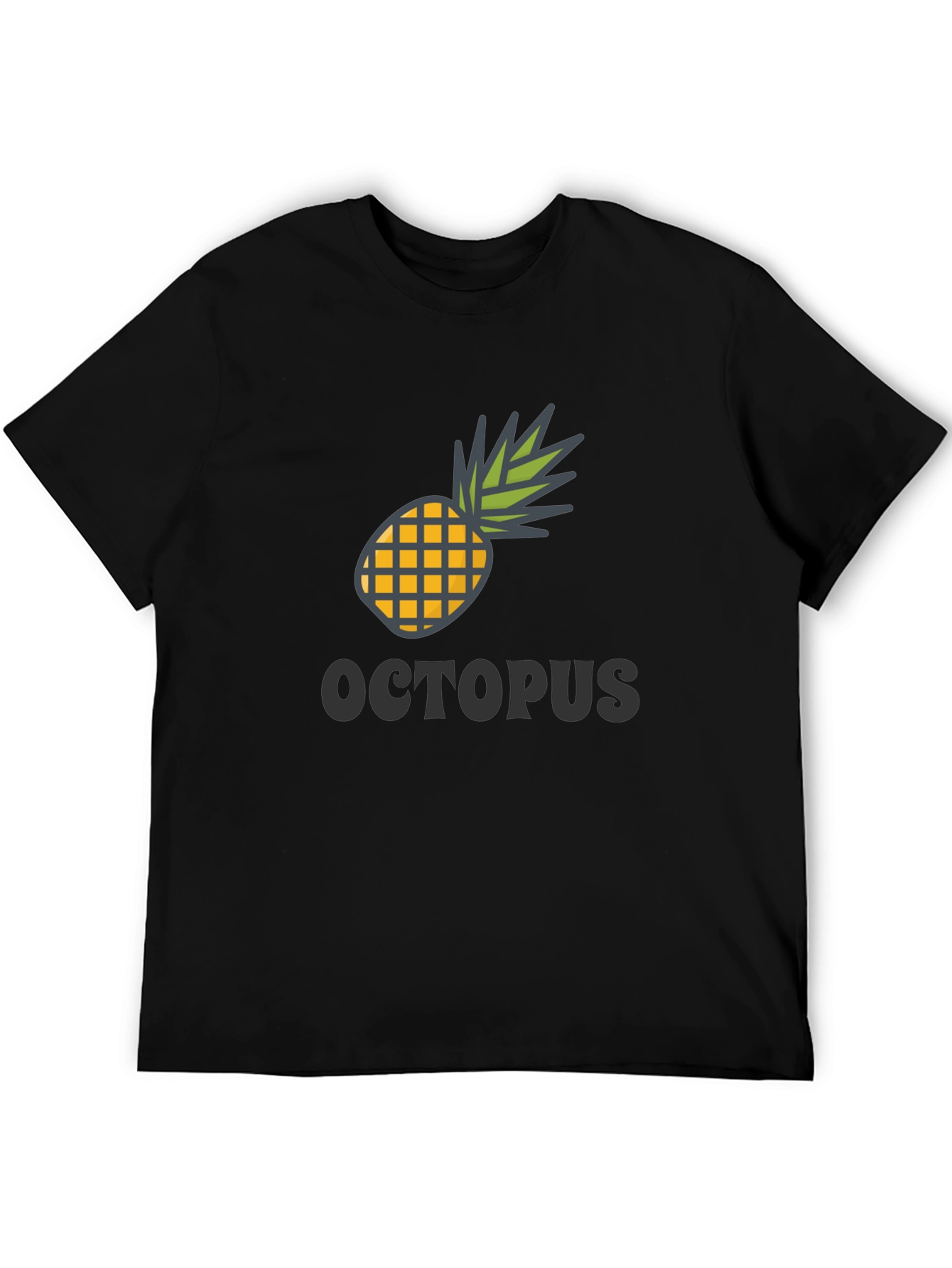 Black Pineapple Octopus Graphic Tee - Black Cotton Blend view 5