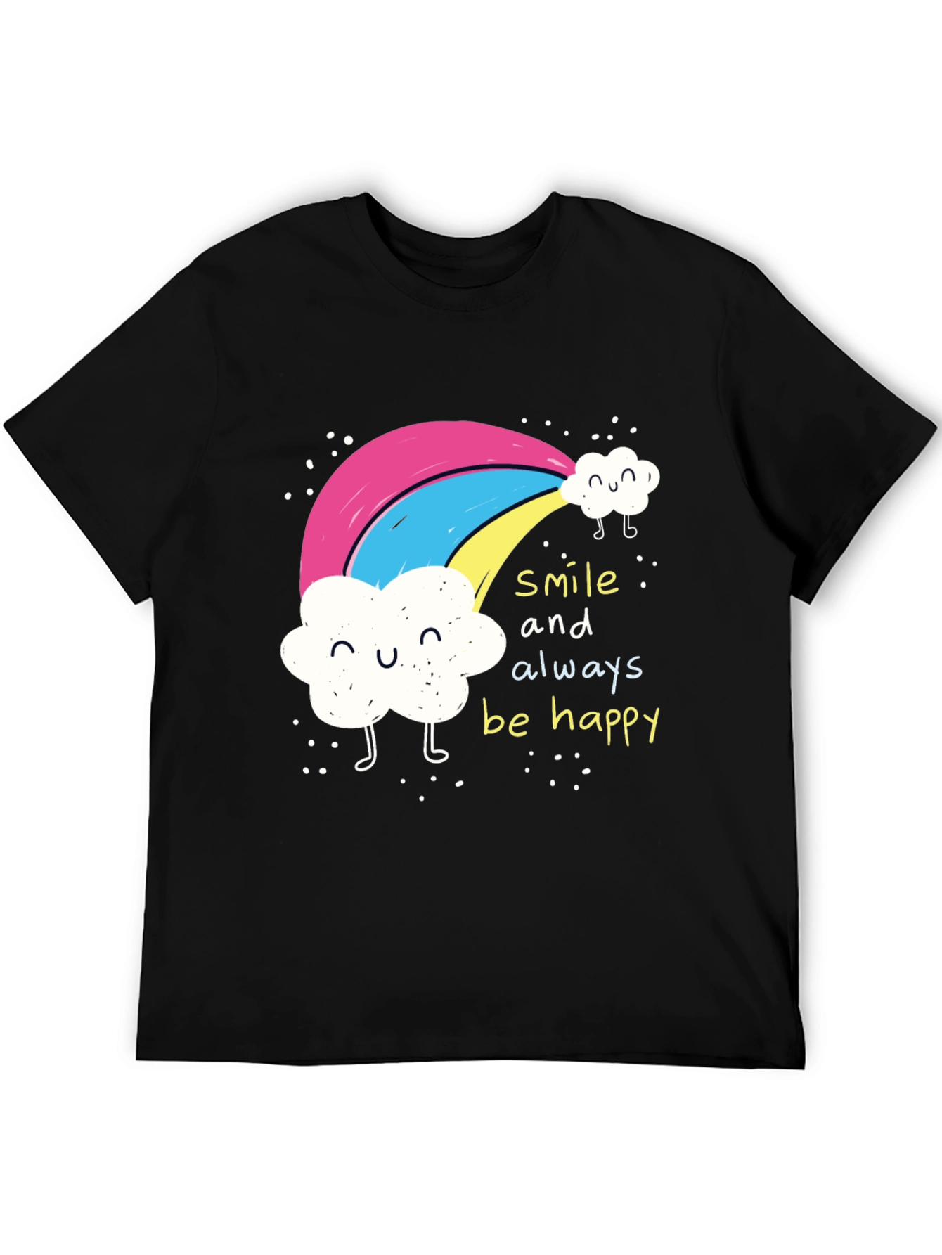 Black Smile Always Happy Rainbow Graphic Tee - Black view 5