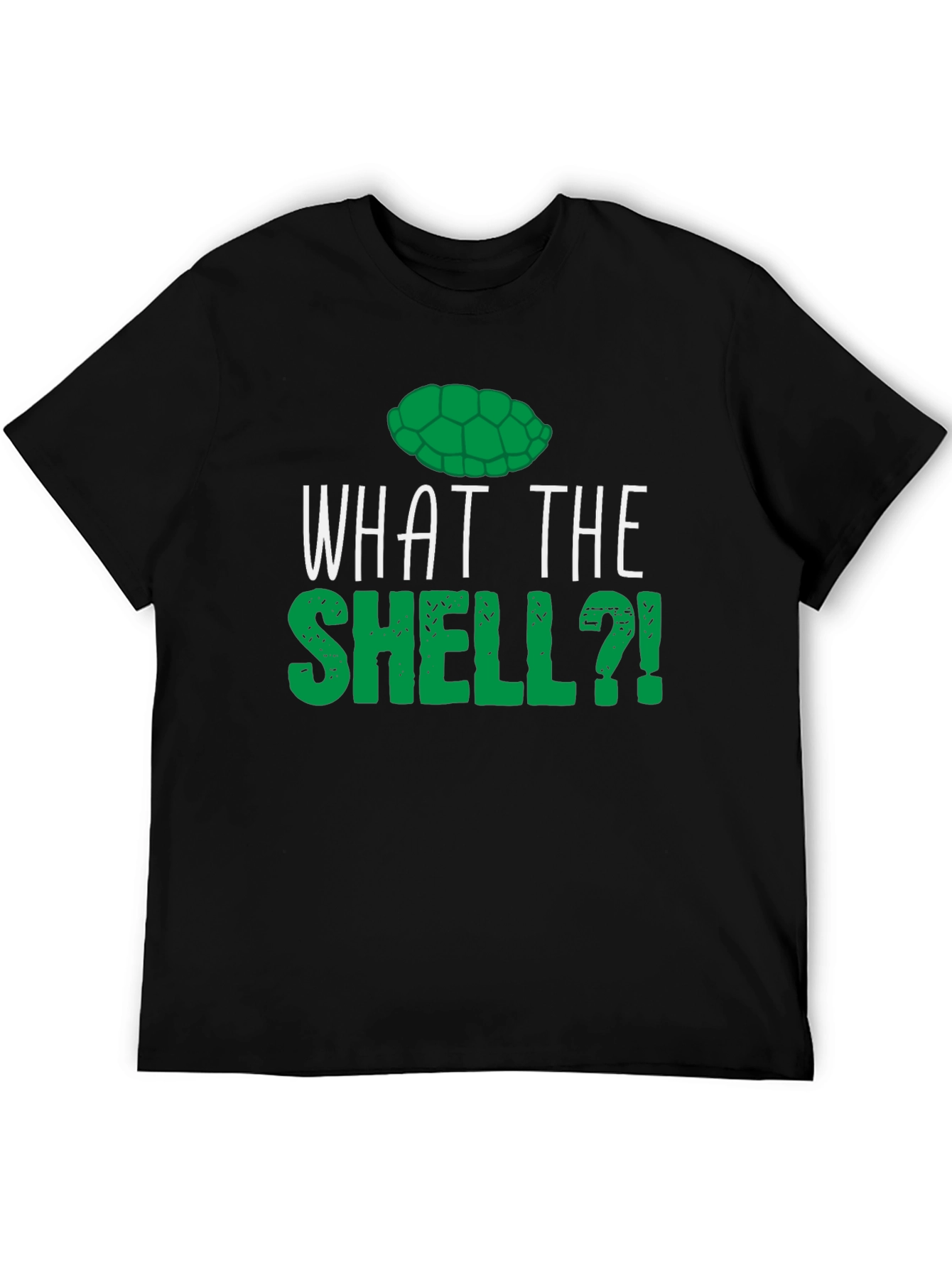 Black What the Shell? Funny Turtle T-Shirt view 5