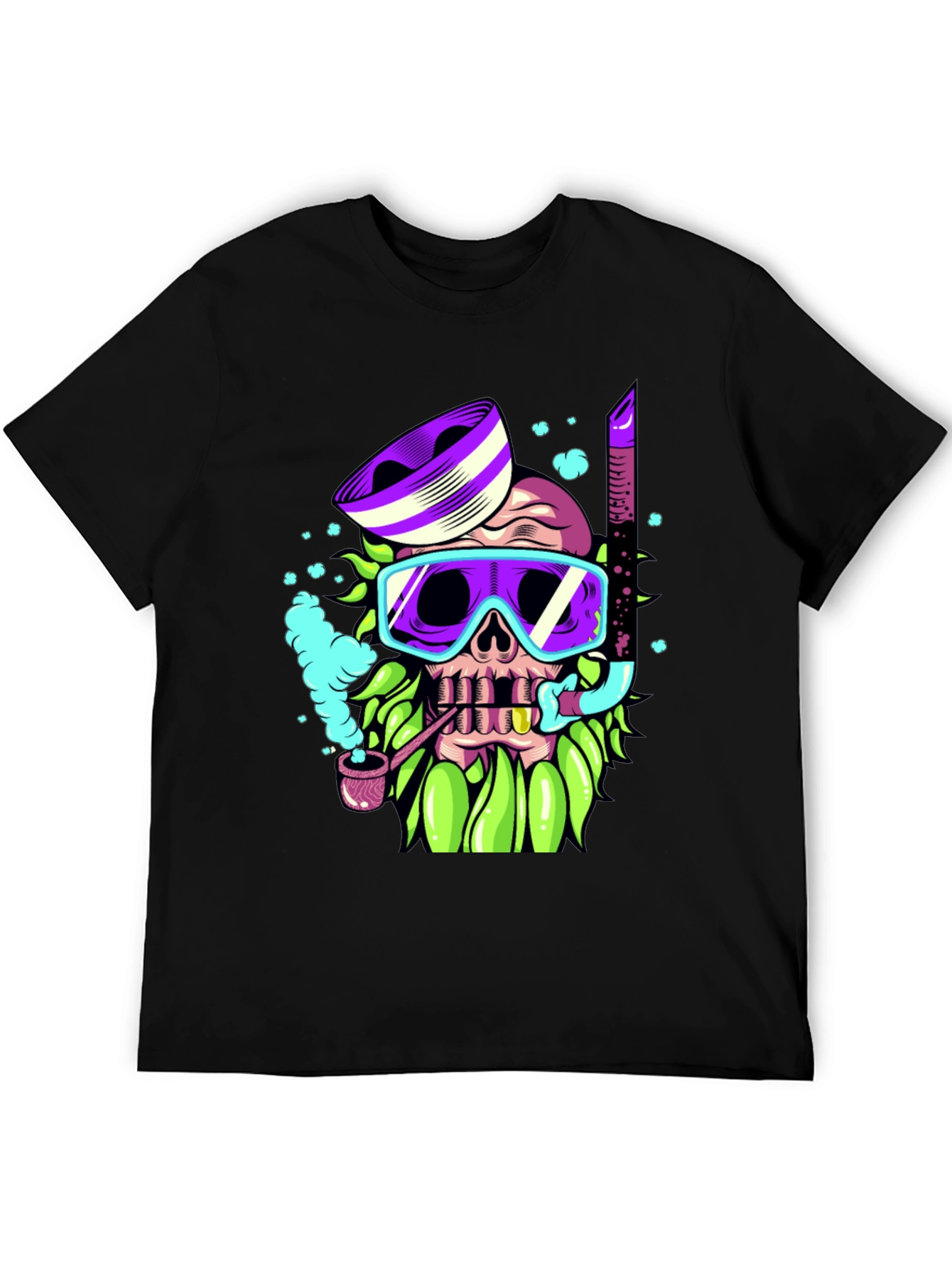 Black Diver Skull Graphic Tee - Unique Colorful Design view 5