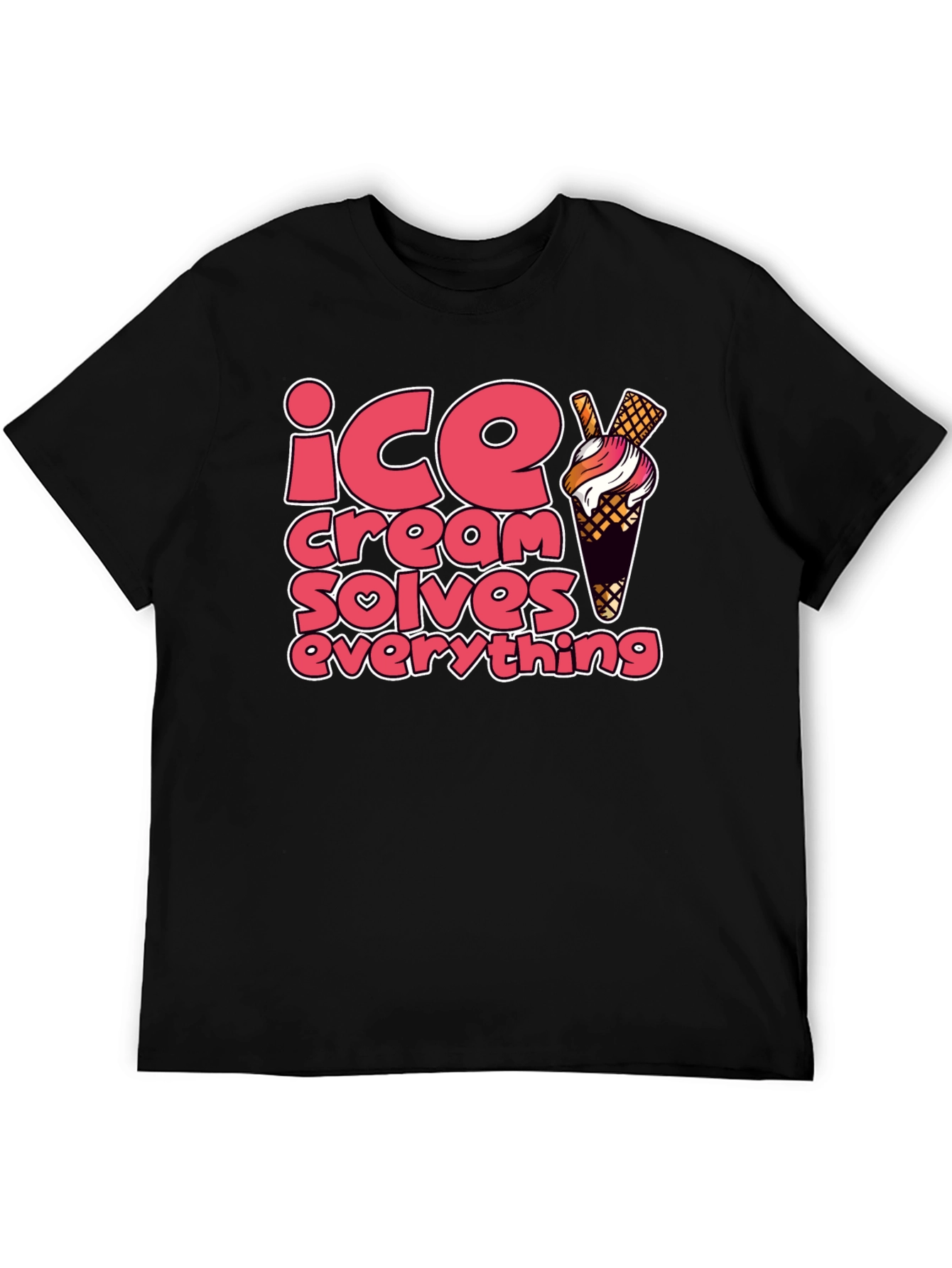 Black Ice Cream Solves Everything Graphic Tee view 5
