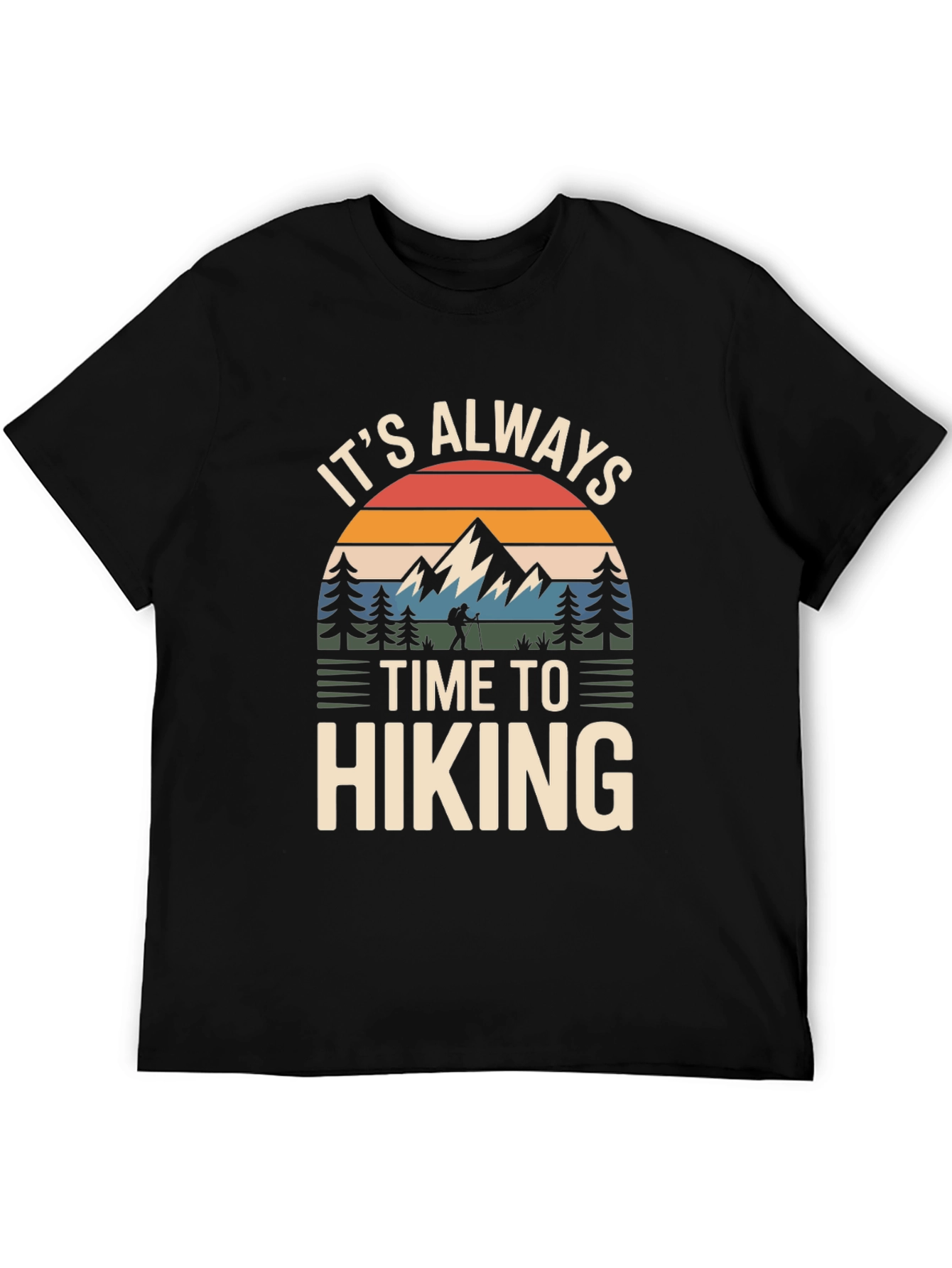 Black It's Always Time To Hiking Graphic T-Shirt view 5