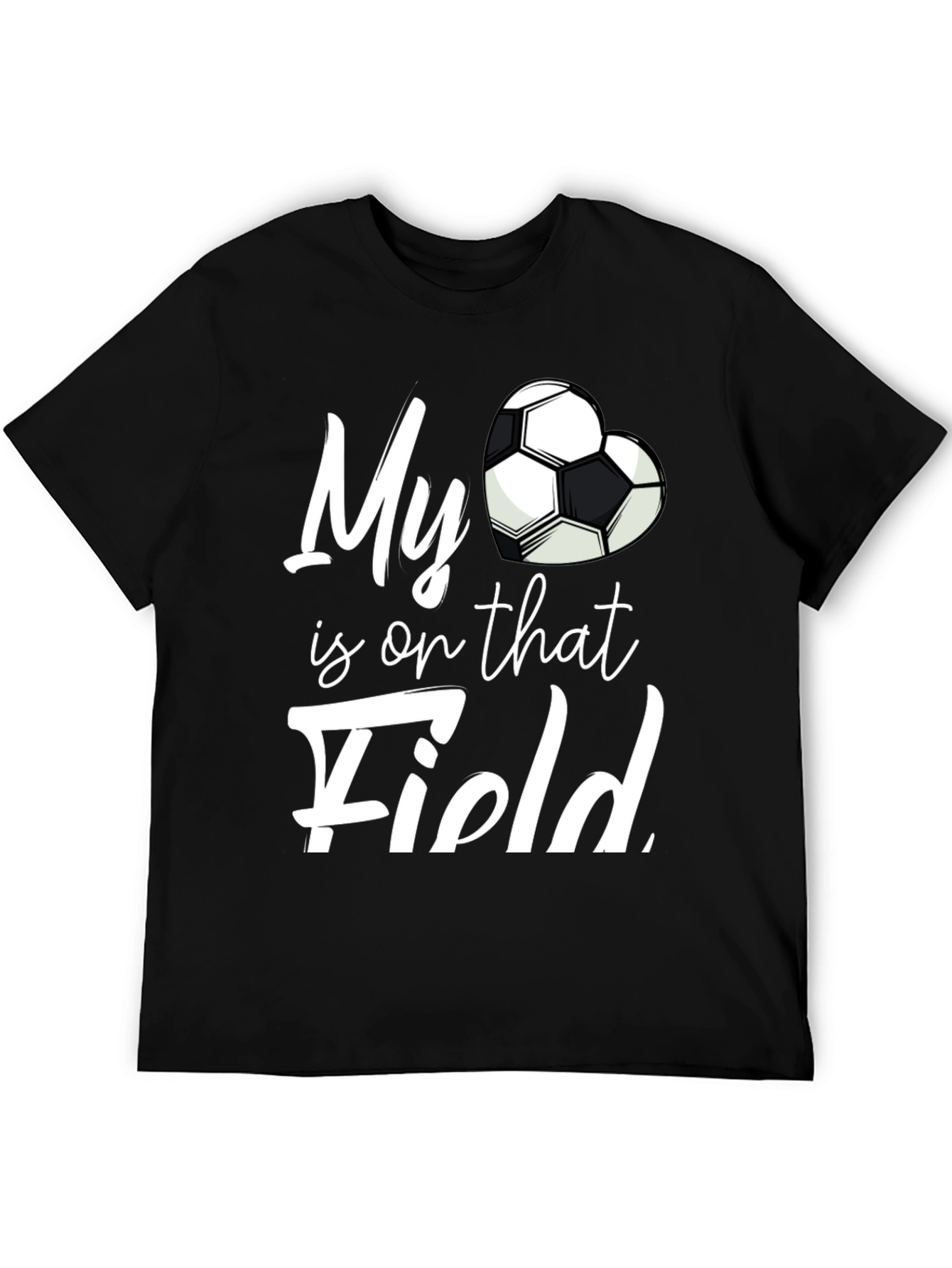 Black My Heart is on That Field Soccer Fan T-Shirt view 5