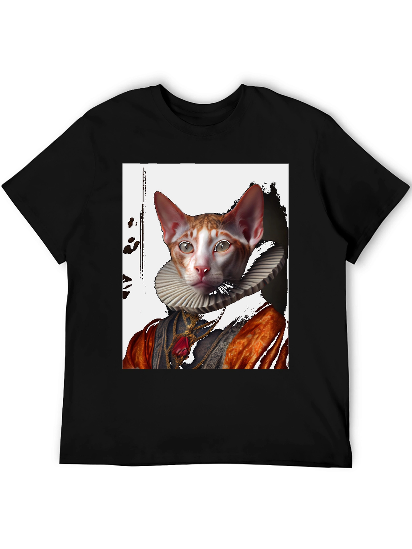 Black Royal Cat T-Shirt: Renaissance Pet Portrait Tee view 5