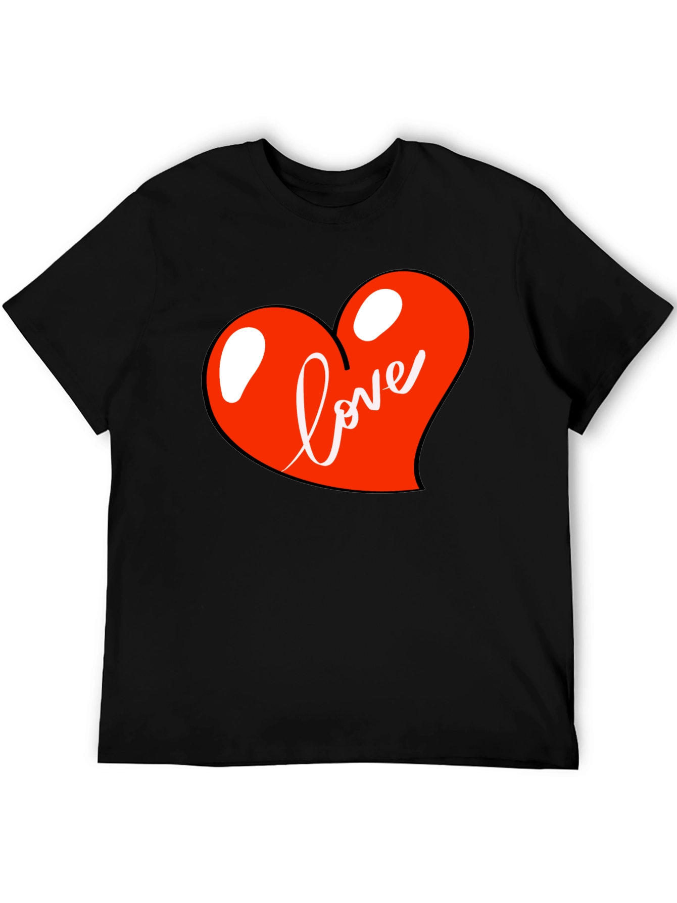 Black Love Heart Graphic Tee - Black Casual Shirt view 5