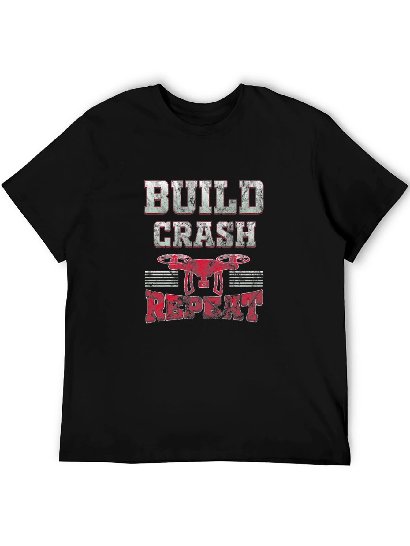 Black Build Crash Repeat Drone T-Shirt view 5