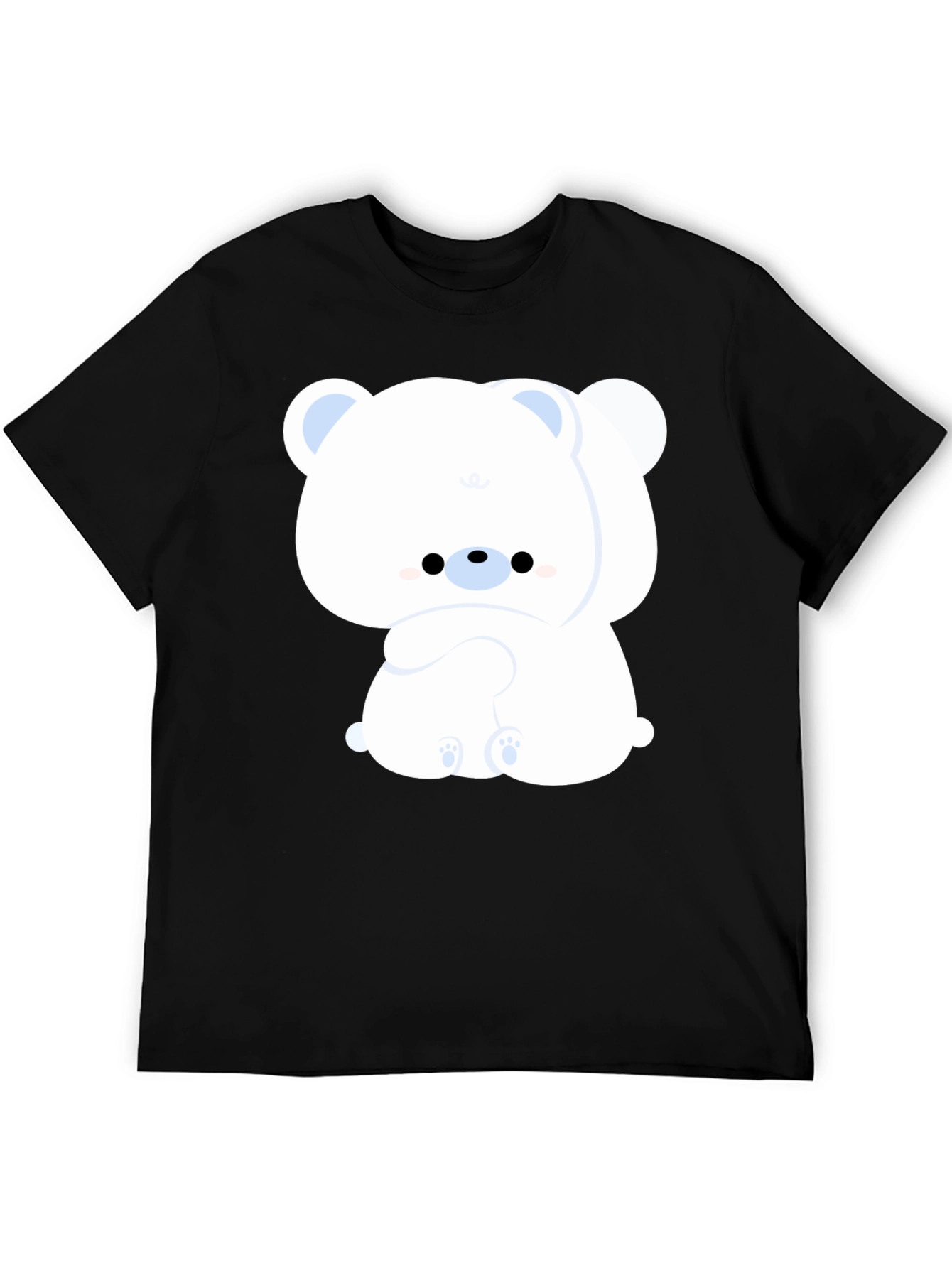 Black Cute Bear Graphic Tee - Black Cotton Comfort view 5