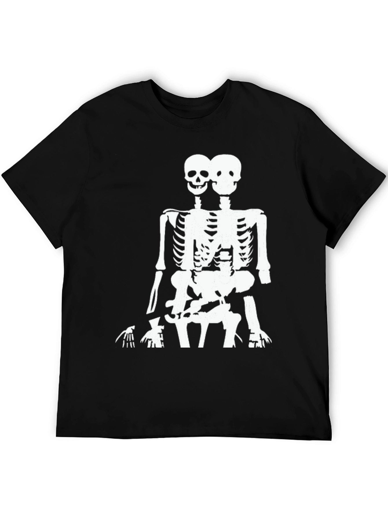 Black Two Headed Skeleton Graphic Tee - Black view 5