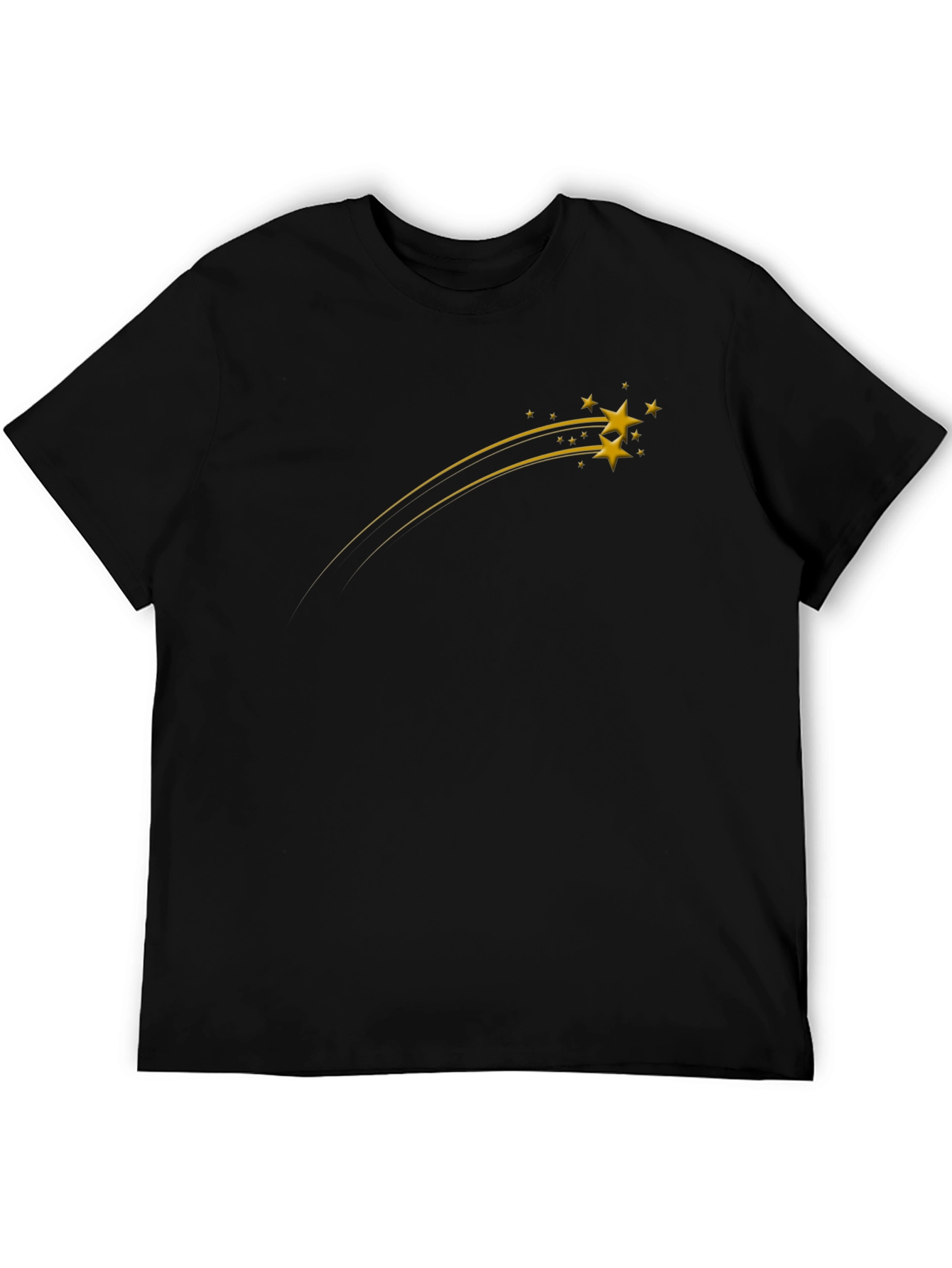 Black Men's Black Graphic Tee - Shooting Stars Design view 5