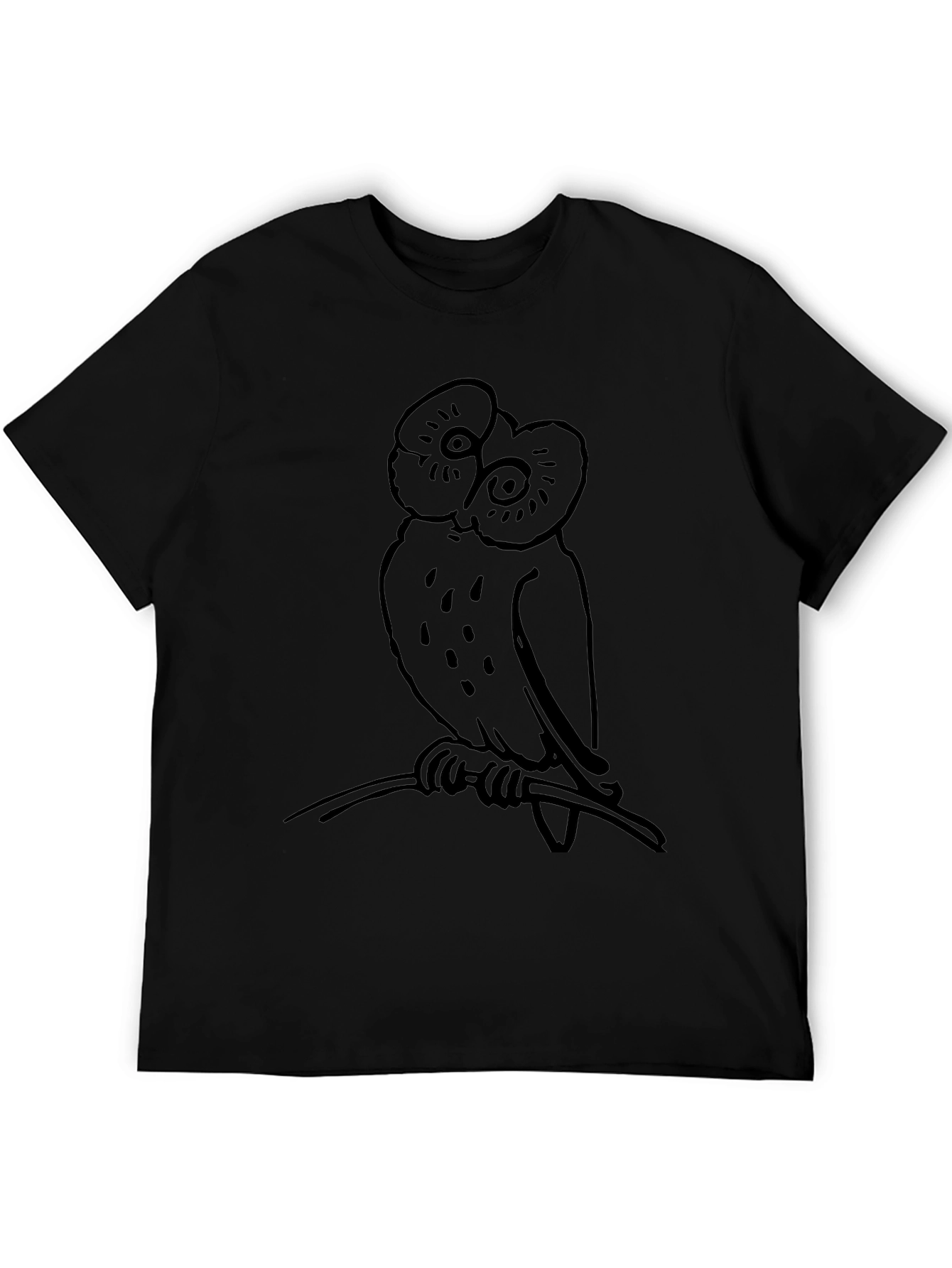 Black Owl Graphic T-Shirt - Black Cotton Tee view 5