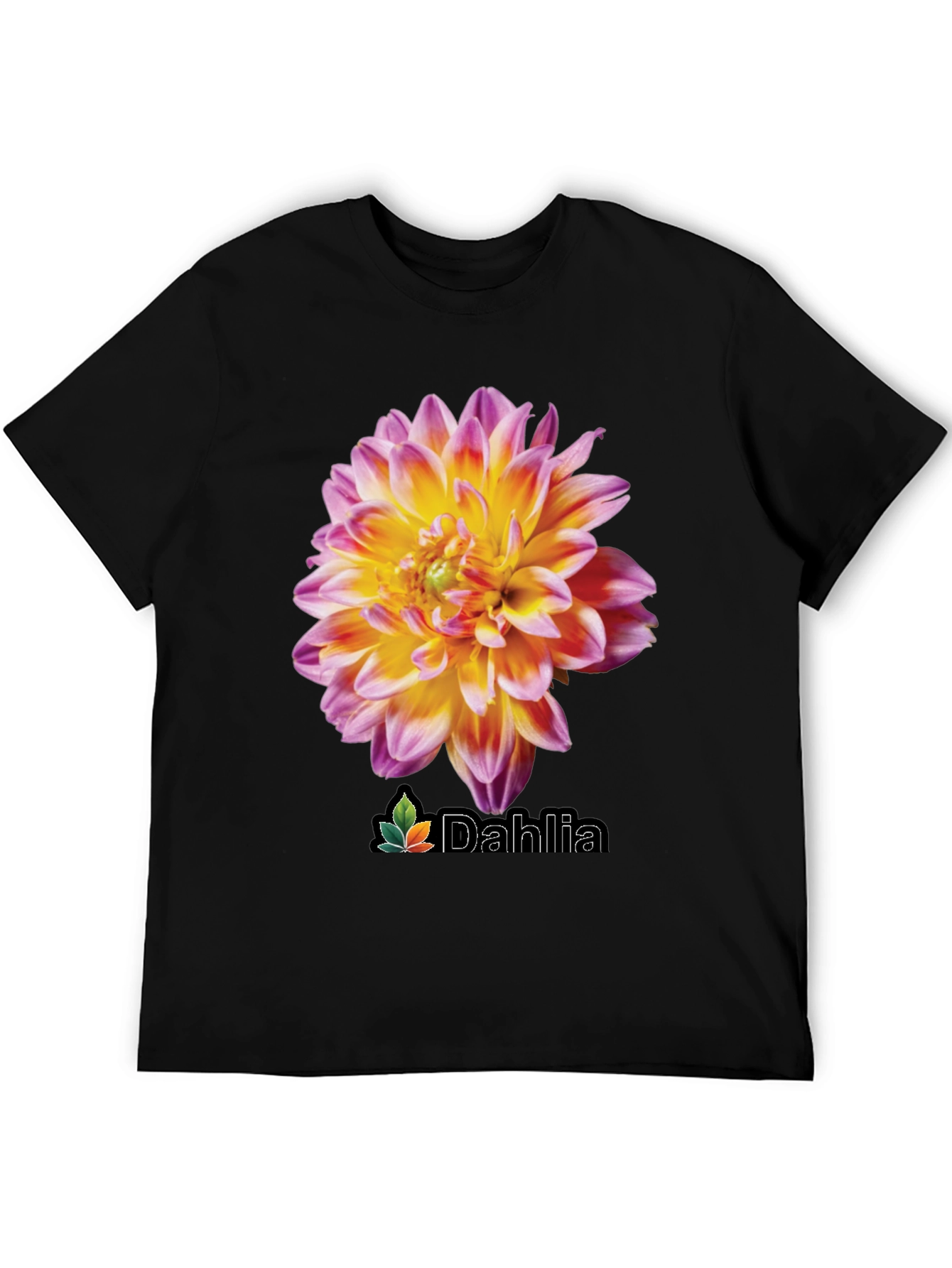 Black Dahlia Flower Graphic Black T-Shirt view 5