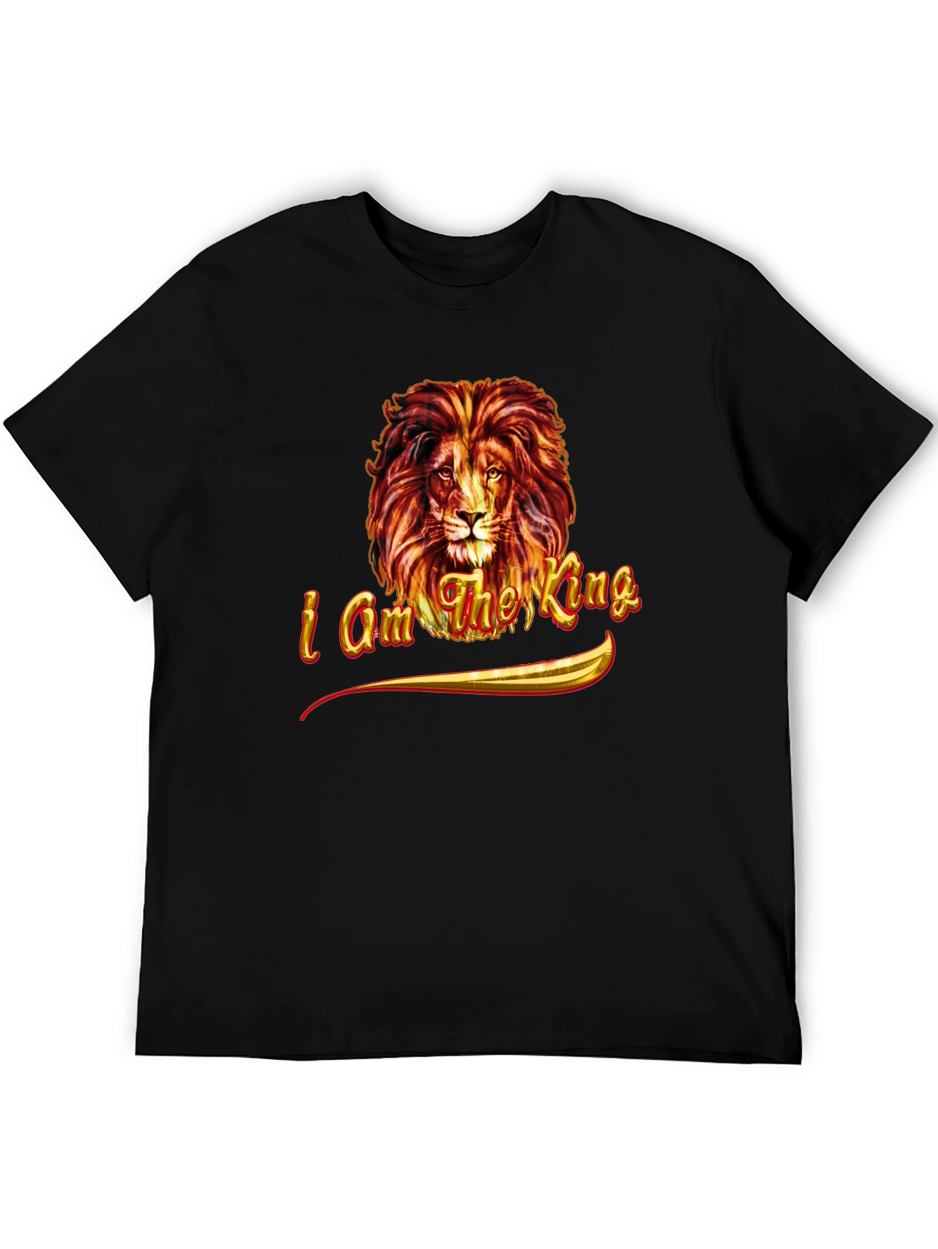 Black I am the King Lion Graphic Tee - Black view 5
