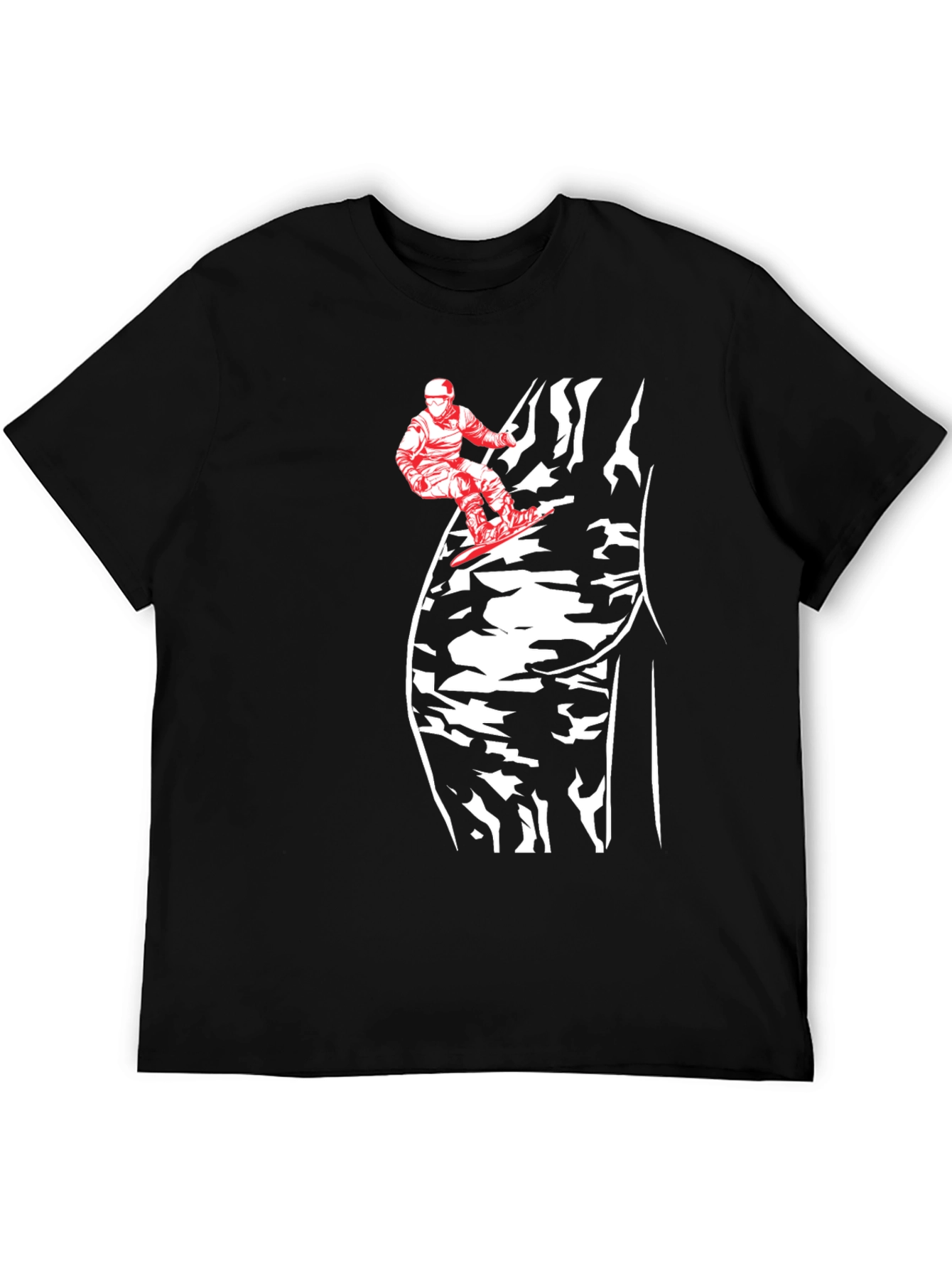 Black Snowboarder Butt Print Tee - Black Cotton Blend view 5