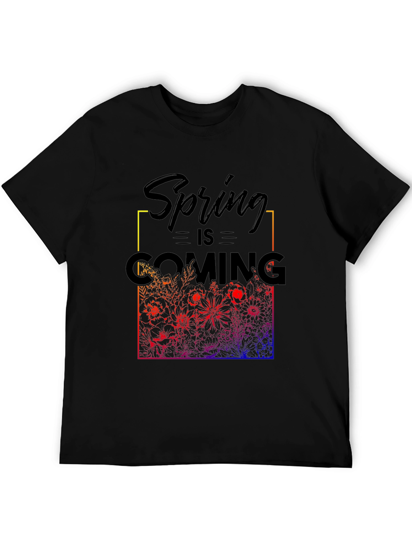 Black Spring is Coming T-Shirt - Floral Design view 5