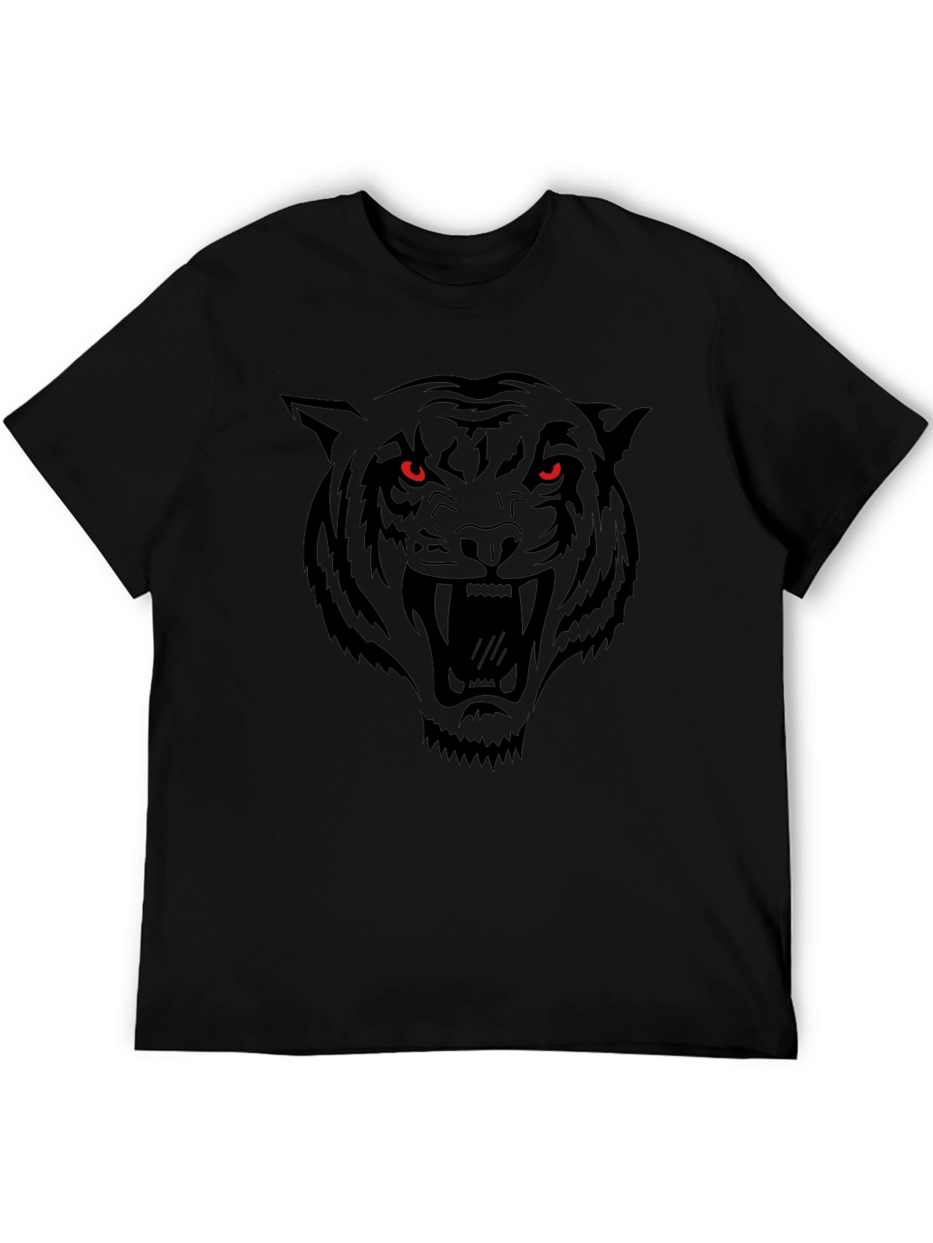 Black Men's Black Tiger Graphic Tee - Fierce Design view 5
