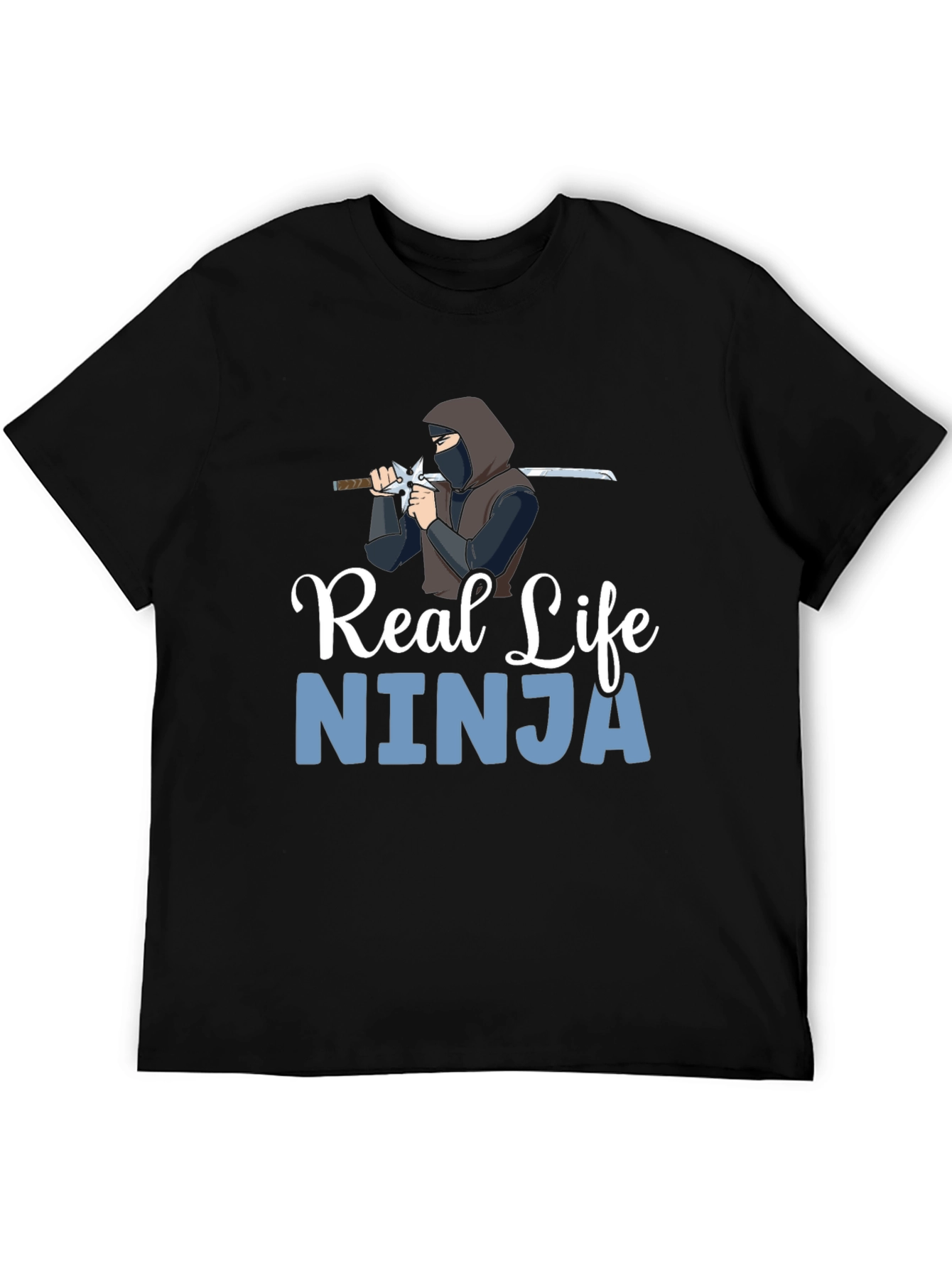 Black Real Life Ninja Graphic T-Shirt - Black Cotton Blend view 5