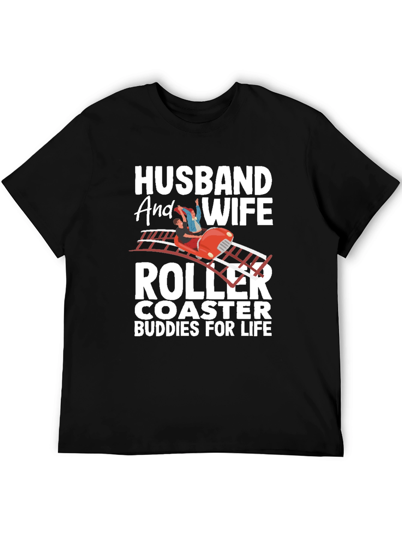 Black Husband and Wife Roller Coaster Buddies T-Shirt view 5