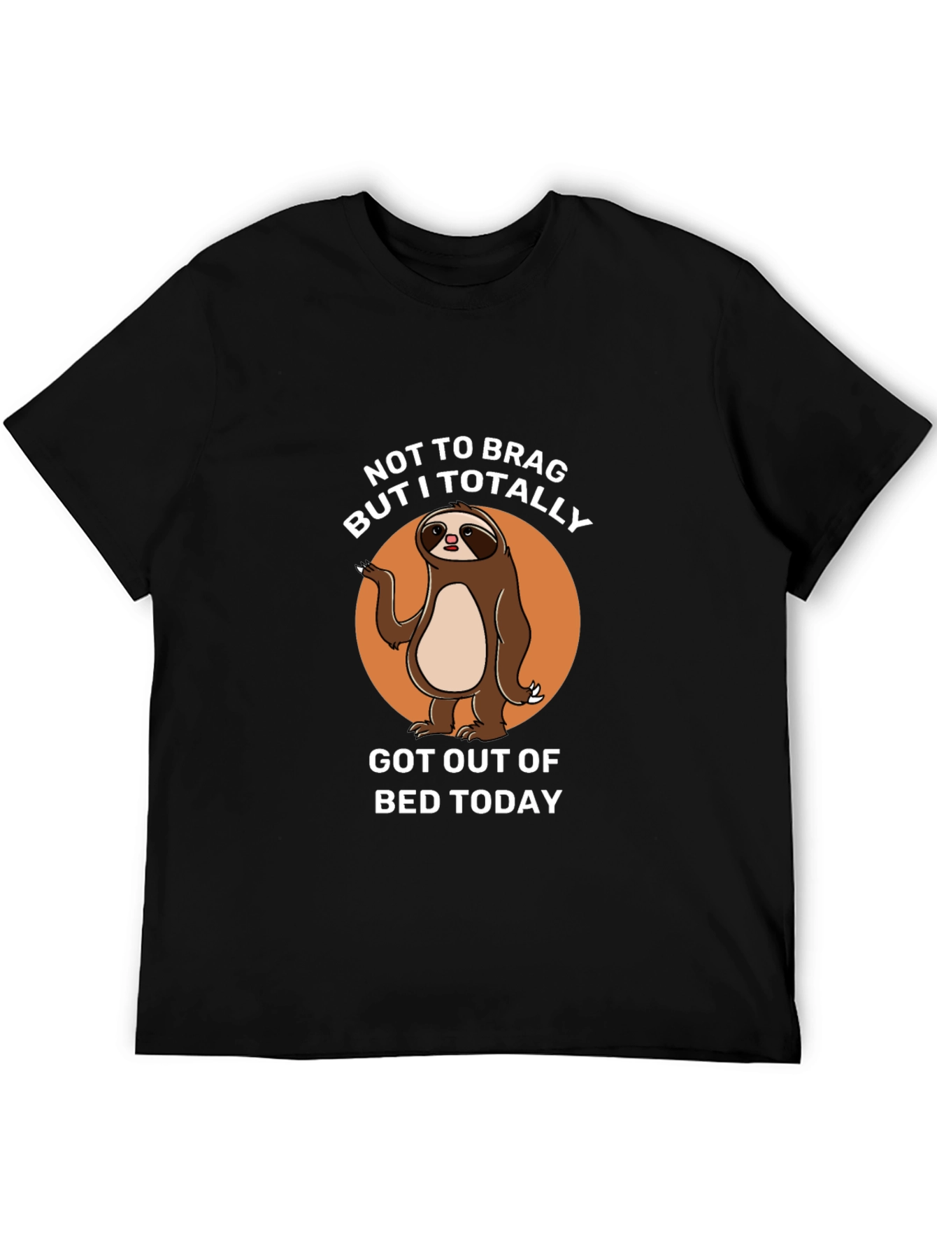 Black Funny Sloth Graphic Tee: Not To Brag T-Shirt view 5