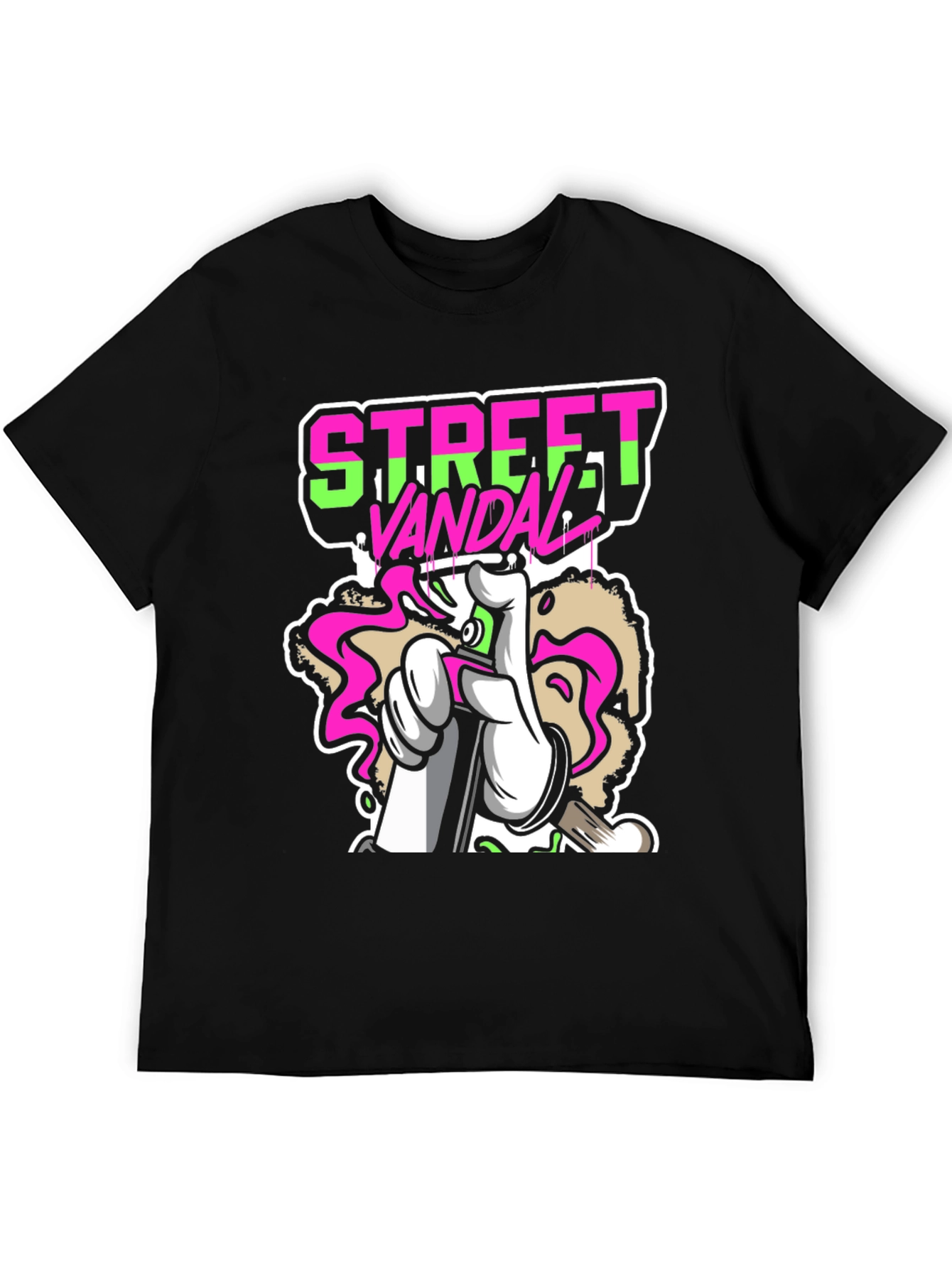 Black Street Vandal Graffiti Graphic Tee - Black view 5