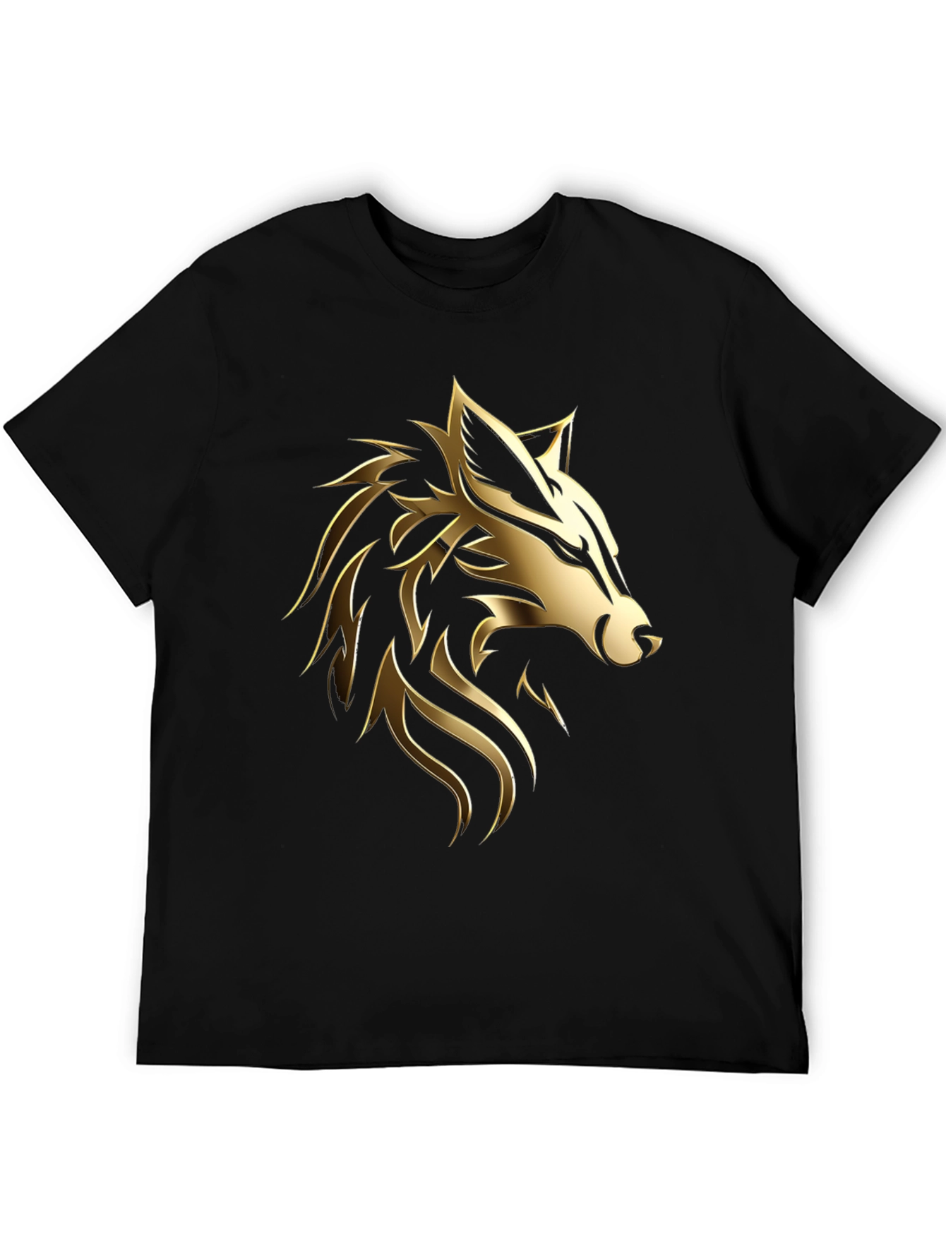 Black Bold Golden Wolf Graphic Black T-Shirt view 5