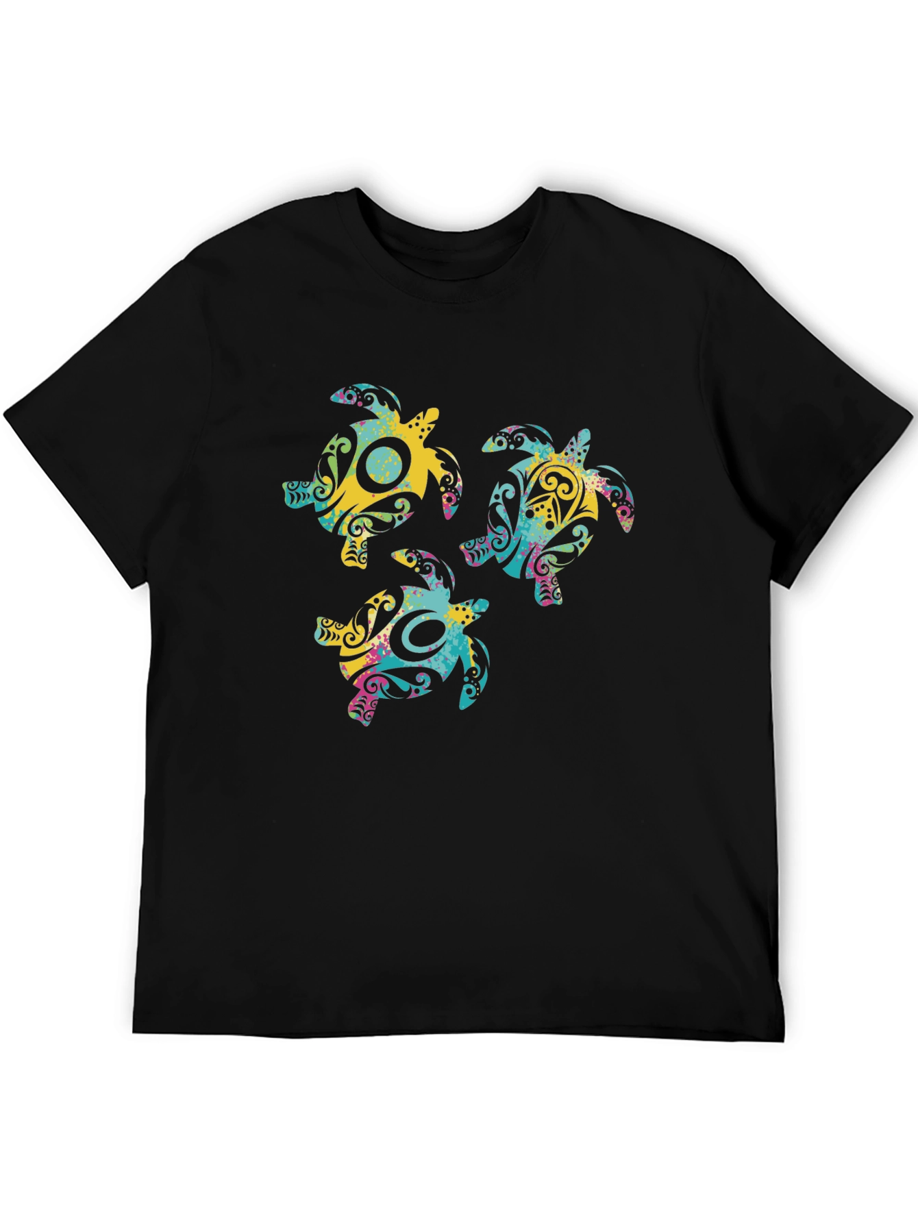 Black Funky Turtle Trio Graphic Black T-Shirt view 5