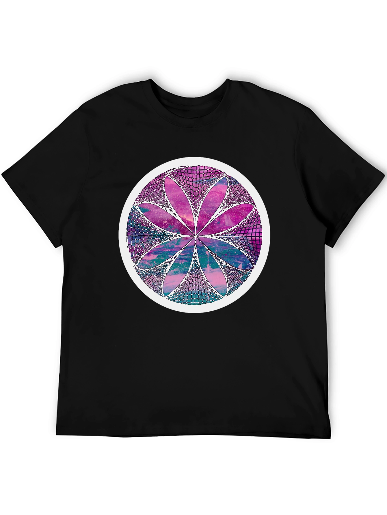 Black Abstract Flower Graphic Print T-Shirt view 5