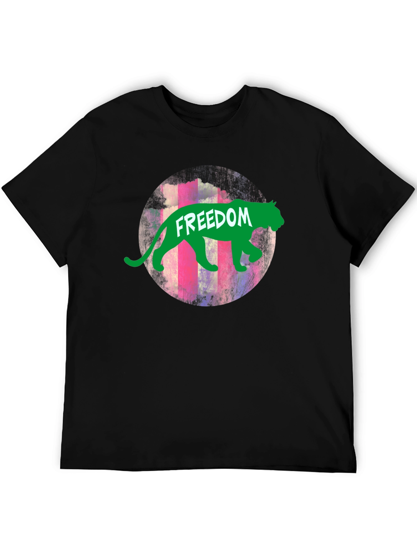 Black Freedom Graphic Tee - Green Panther view 5