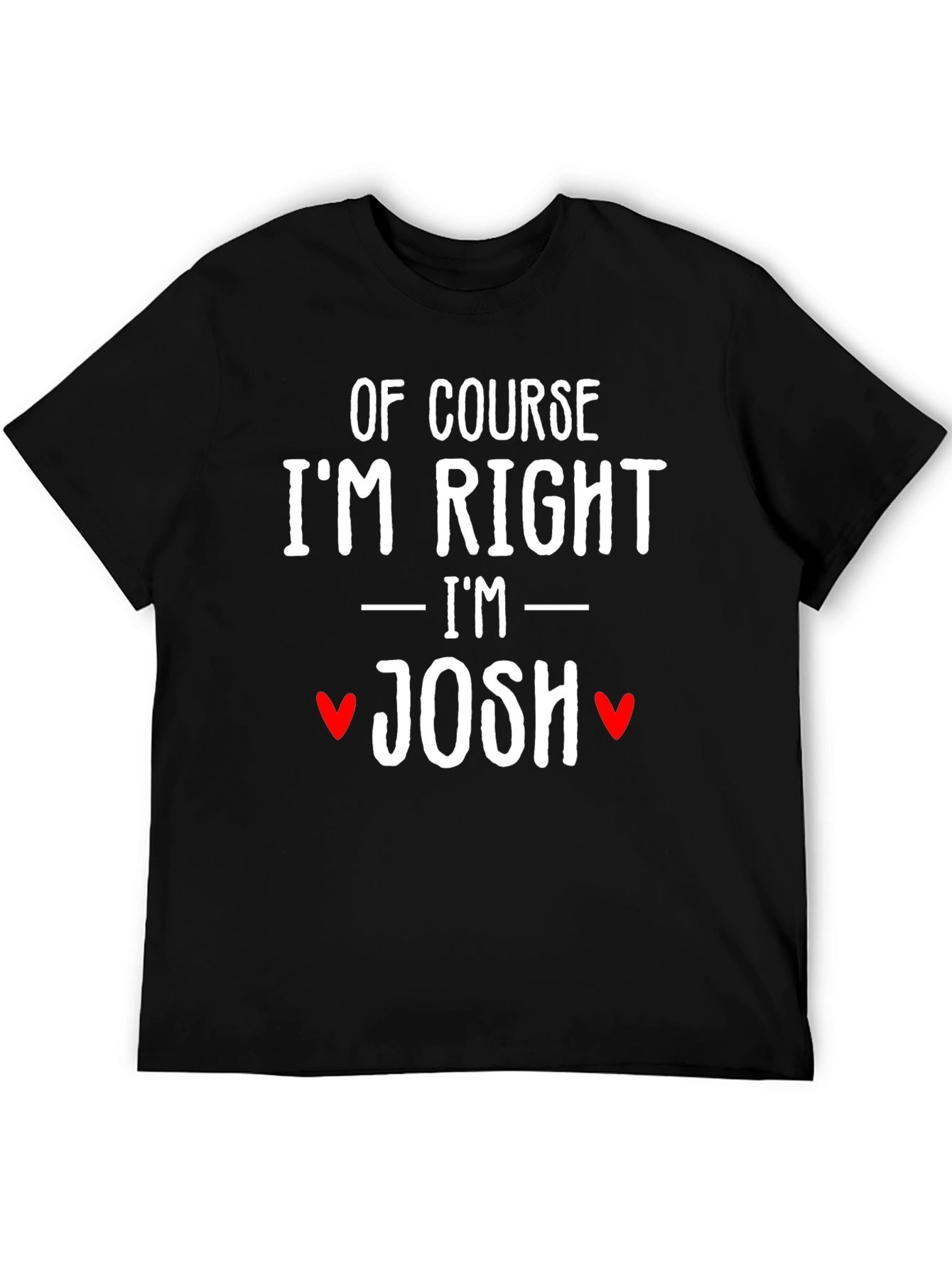 Black Of Course I'm Right I'm Josh Funny T-Shirt view 5
