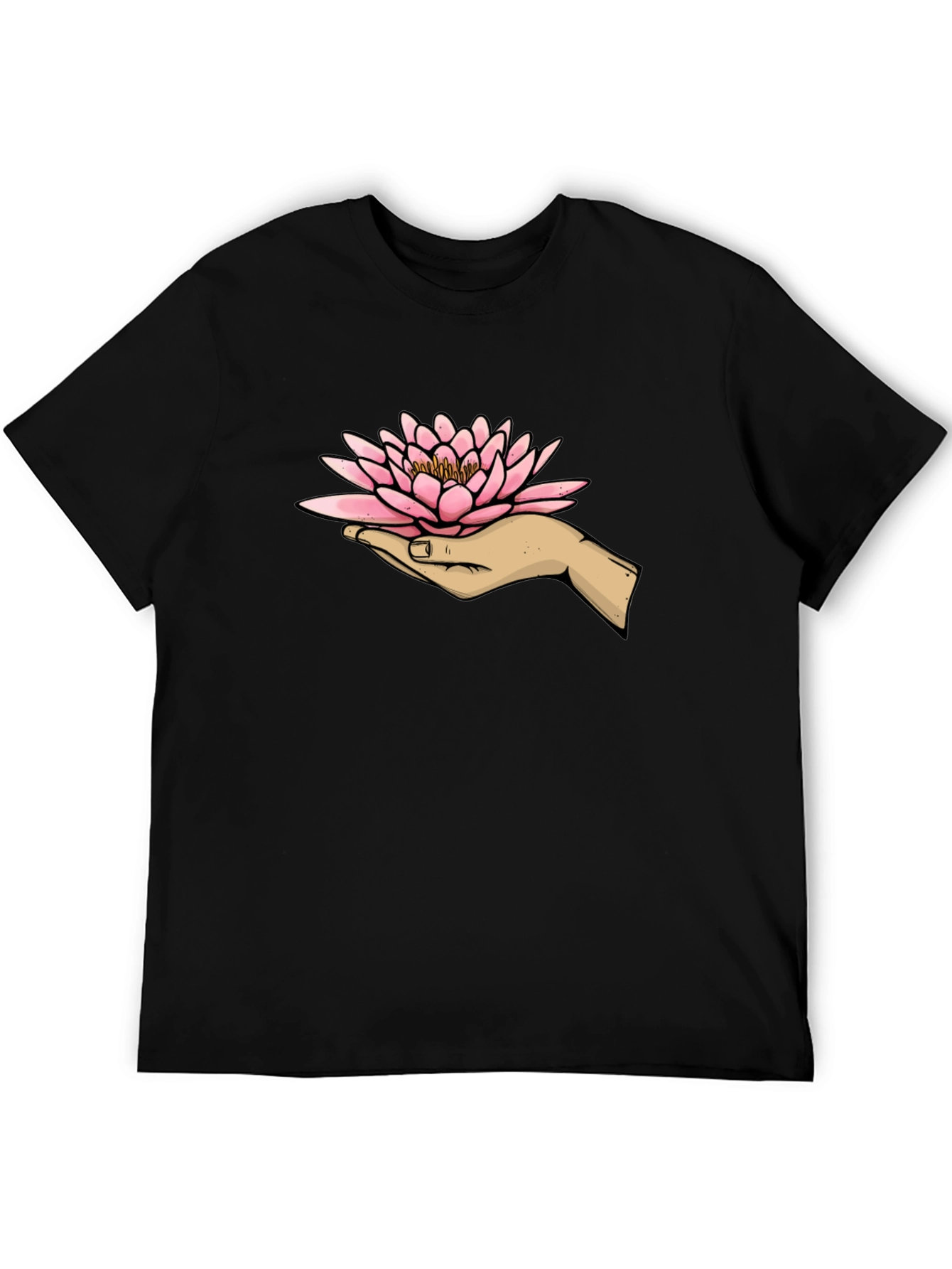 Black Lotus Hand Graphic T-Shirt - Black view 5