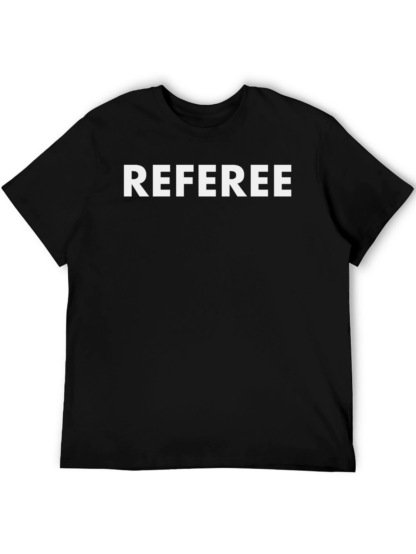 Black Referee T-Shirt - Black Crew Neck - Bold White Lettering view 5