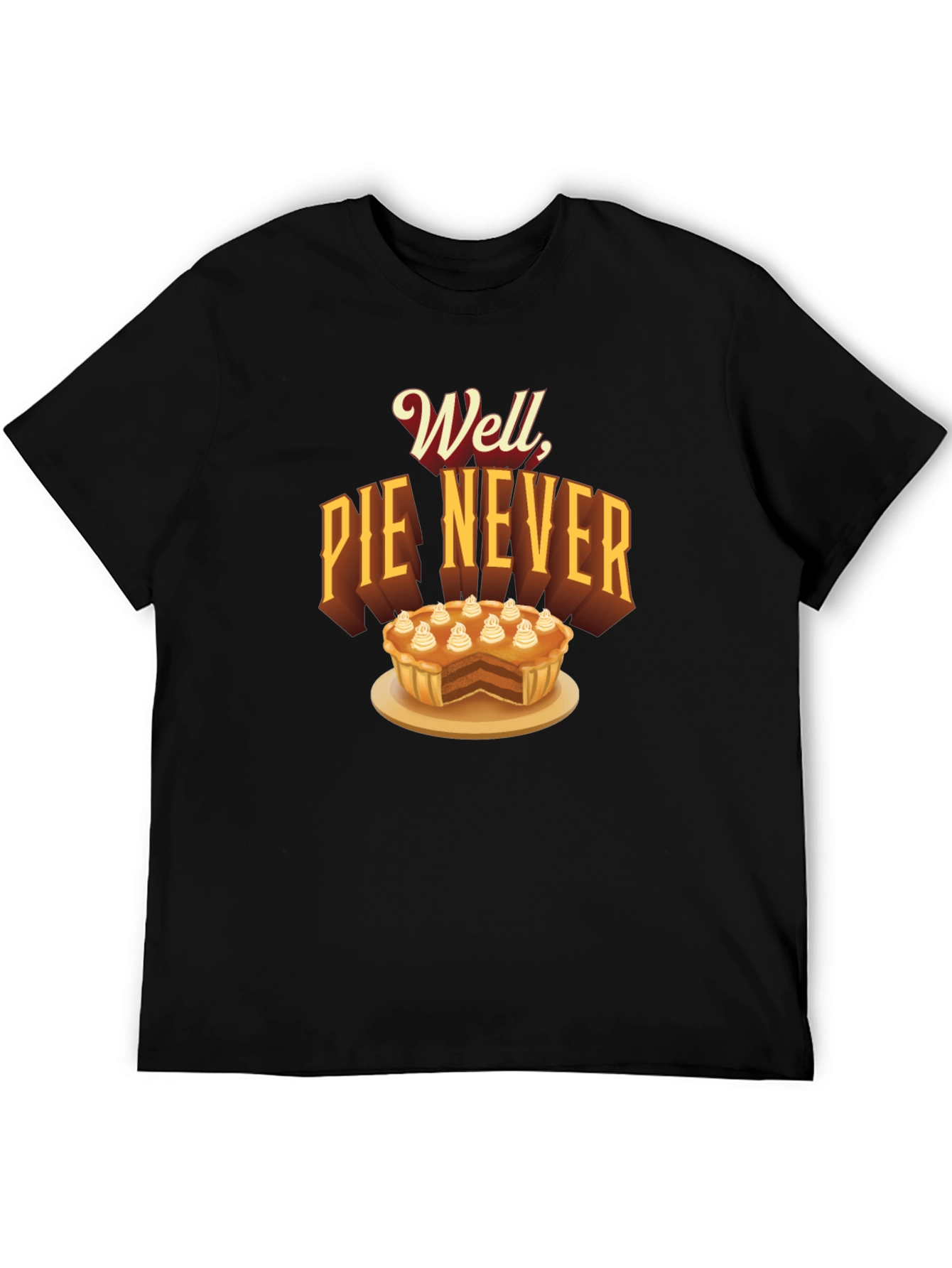 Black Well Pie Never Funny Graphic T-Shirt view 5