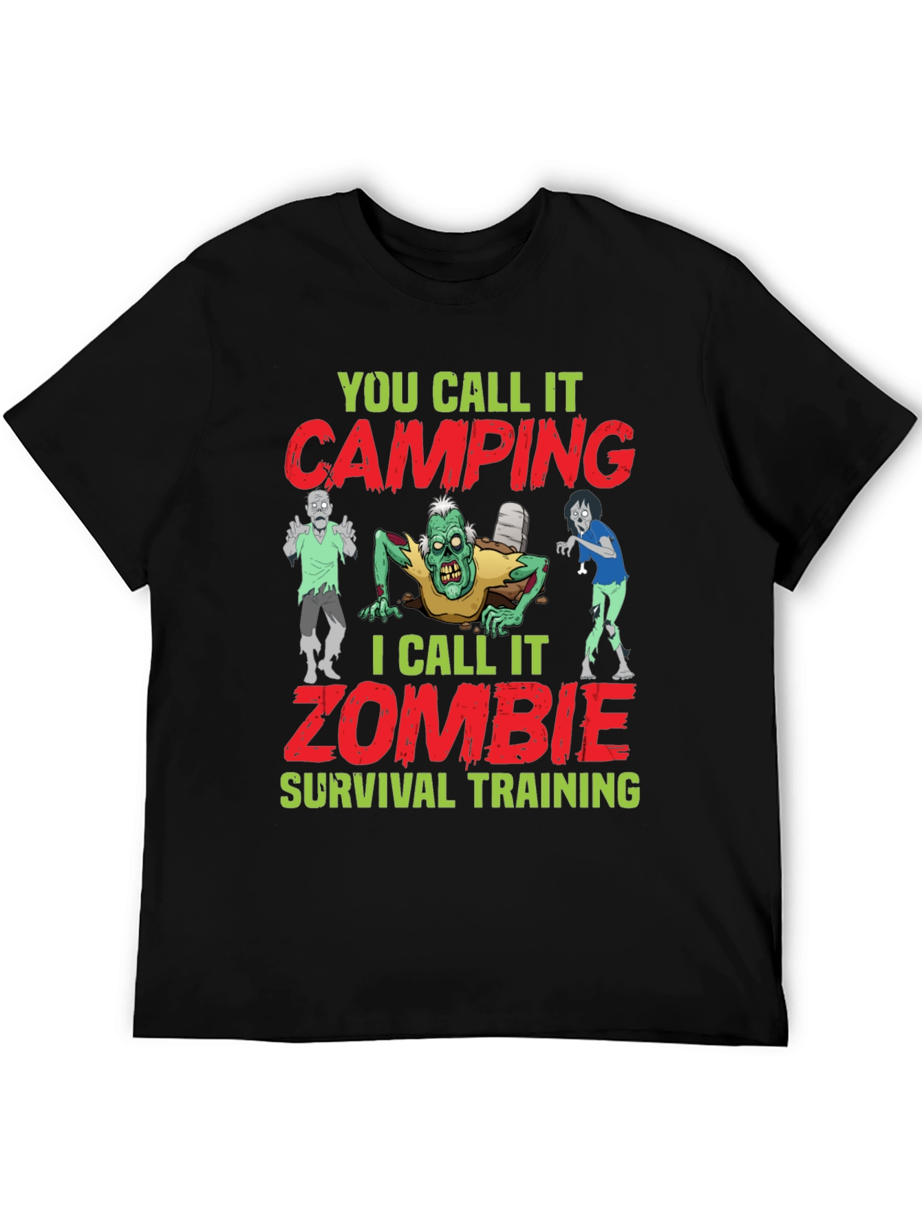Black Zombie Survival Training T-Shirt Camping Joke view 5