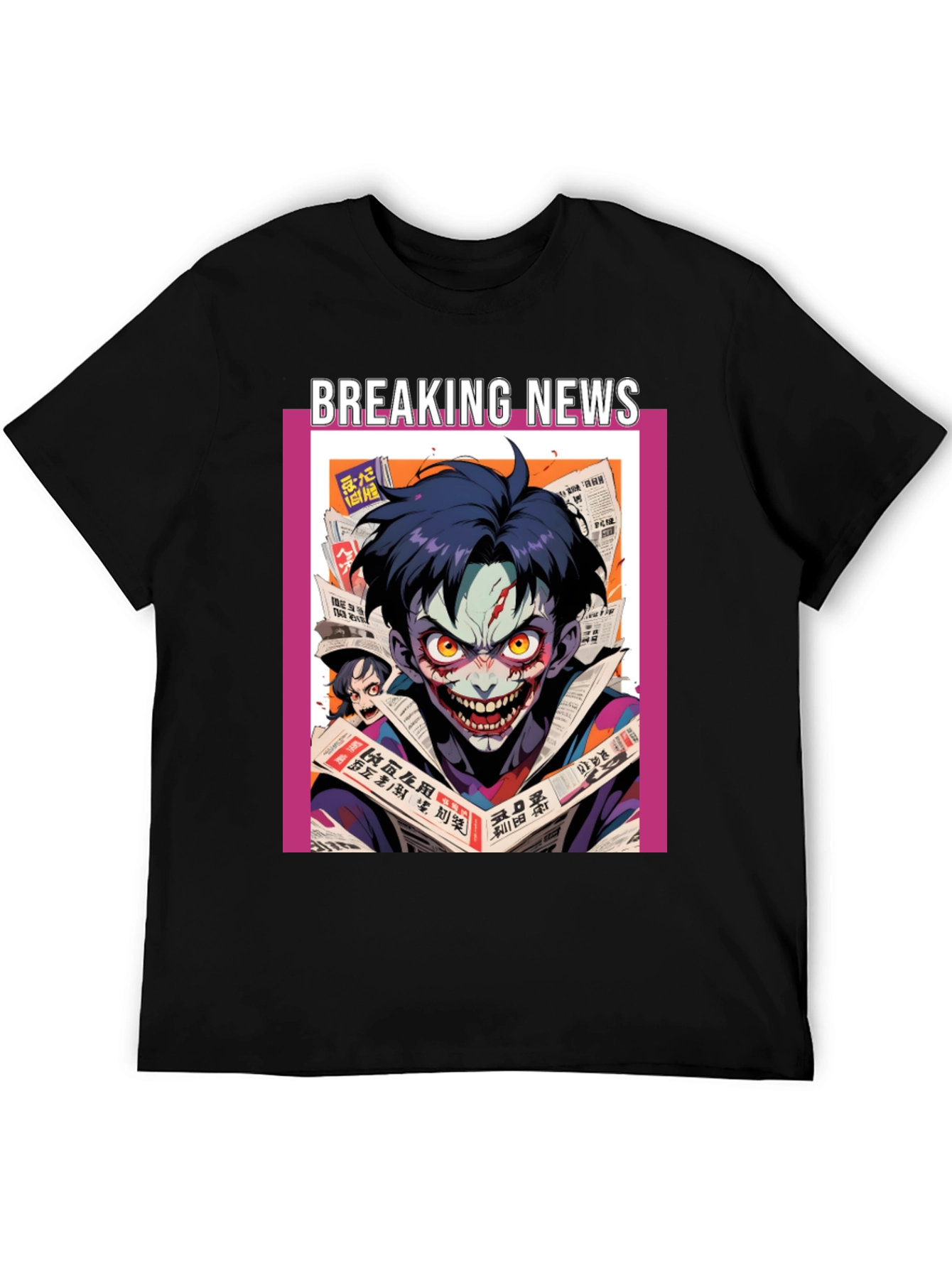 Black Breaking News Joker Graphic Tee - Black Cotton view 5