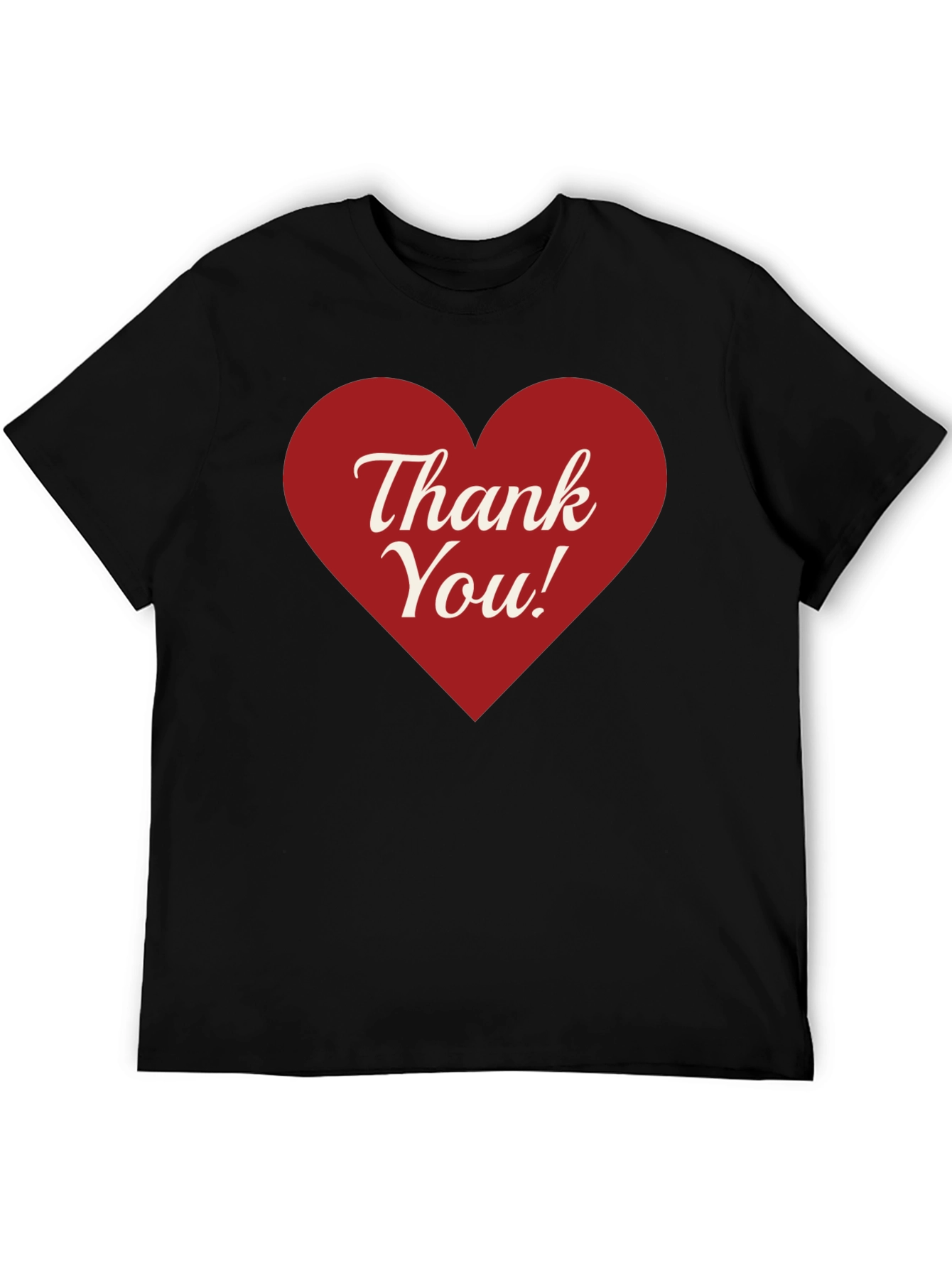 Black Thank You Heart Graphic Tee - Black Cotton Blend view 5
