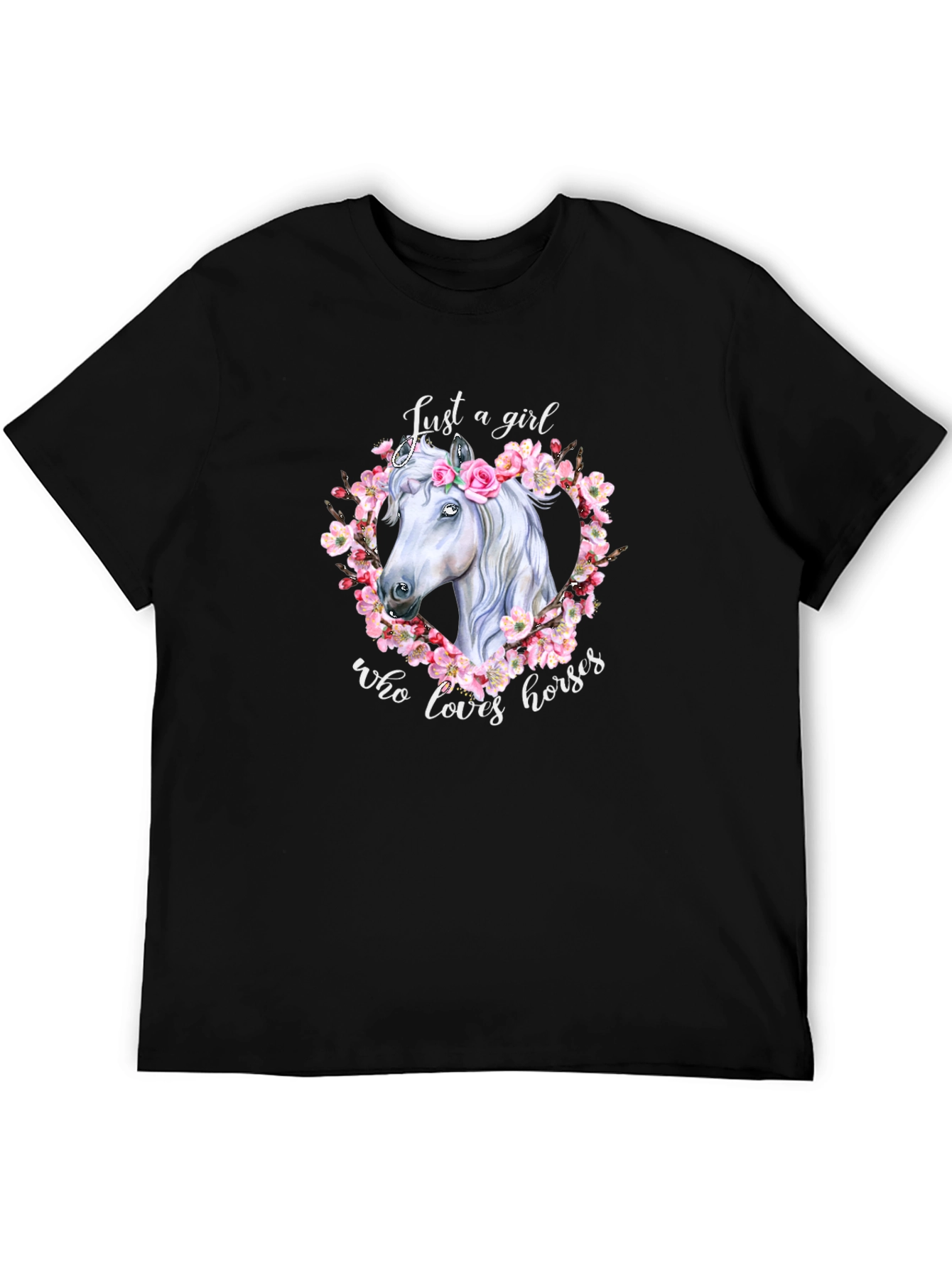 Black Horse Lover T-Shirt - Just A Girl Who Loves Horses view 5