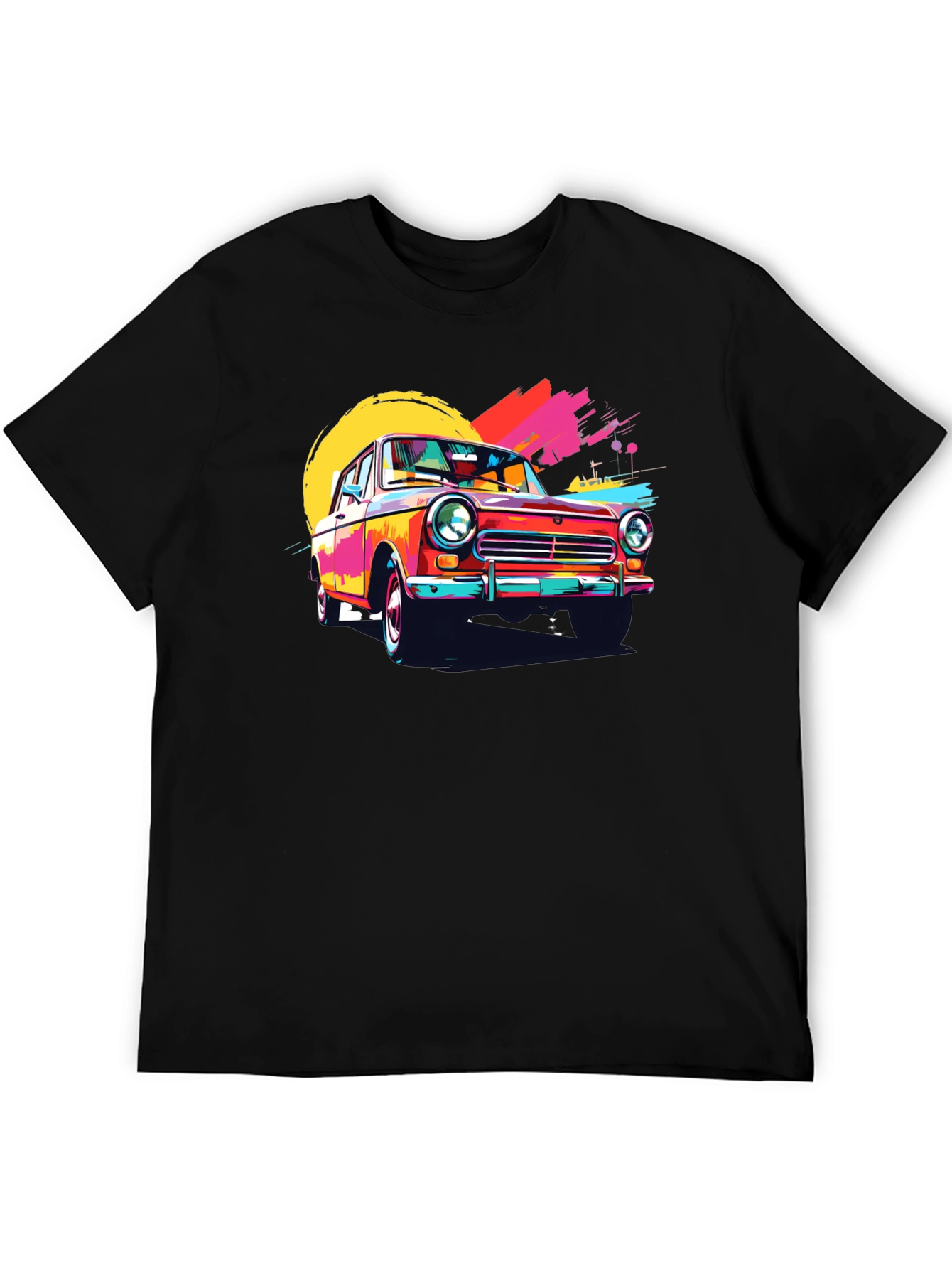 Retro Car Graphic Tee - Vintage Style Black T-Shirt - 5