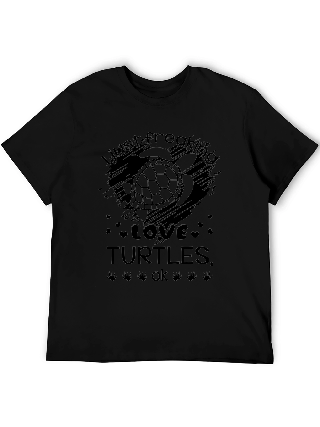 Black I Just Freaking Love Turtles Black Graphic T-Shirt view 5
