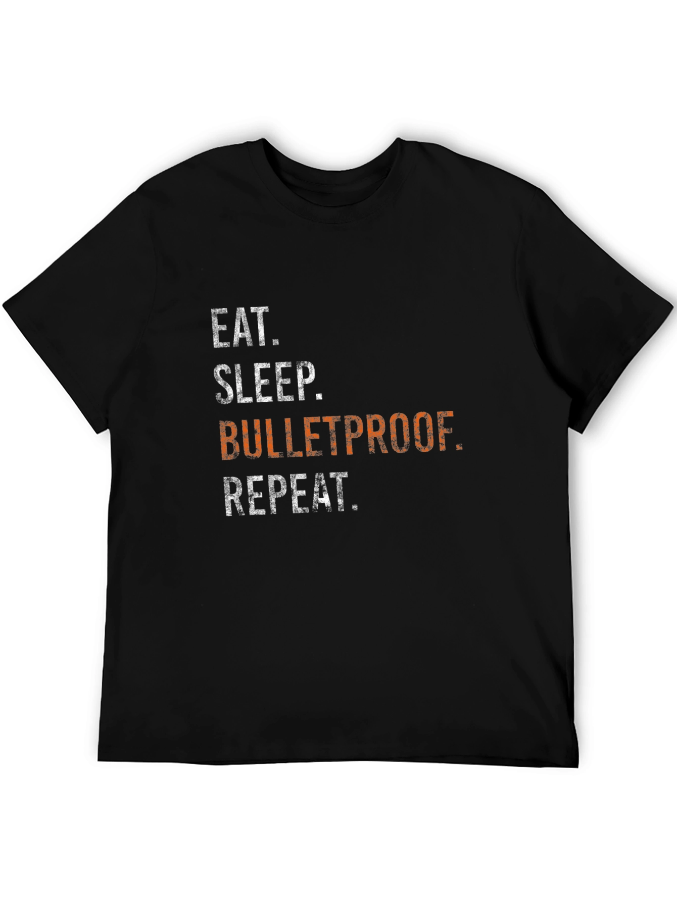 Black Eat Sleep Bulletproof Repeat Graphic Tee - Black view 5