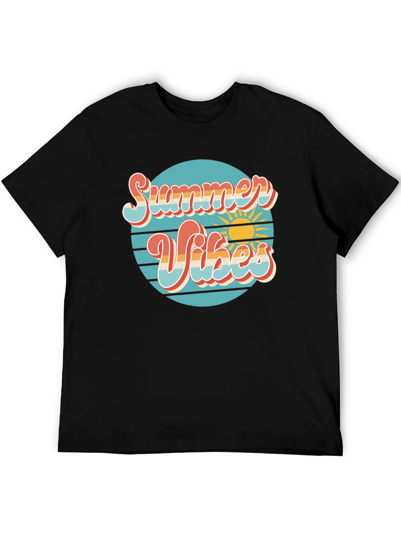 Black Summer Vibes Retro T-Shirt - Graphic Tee view 5