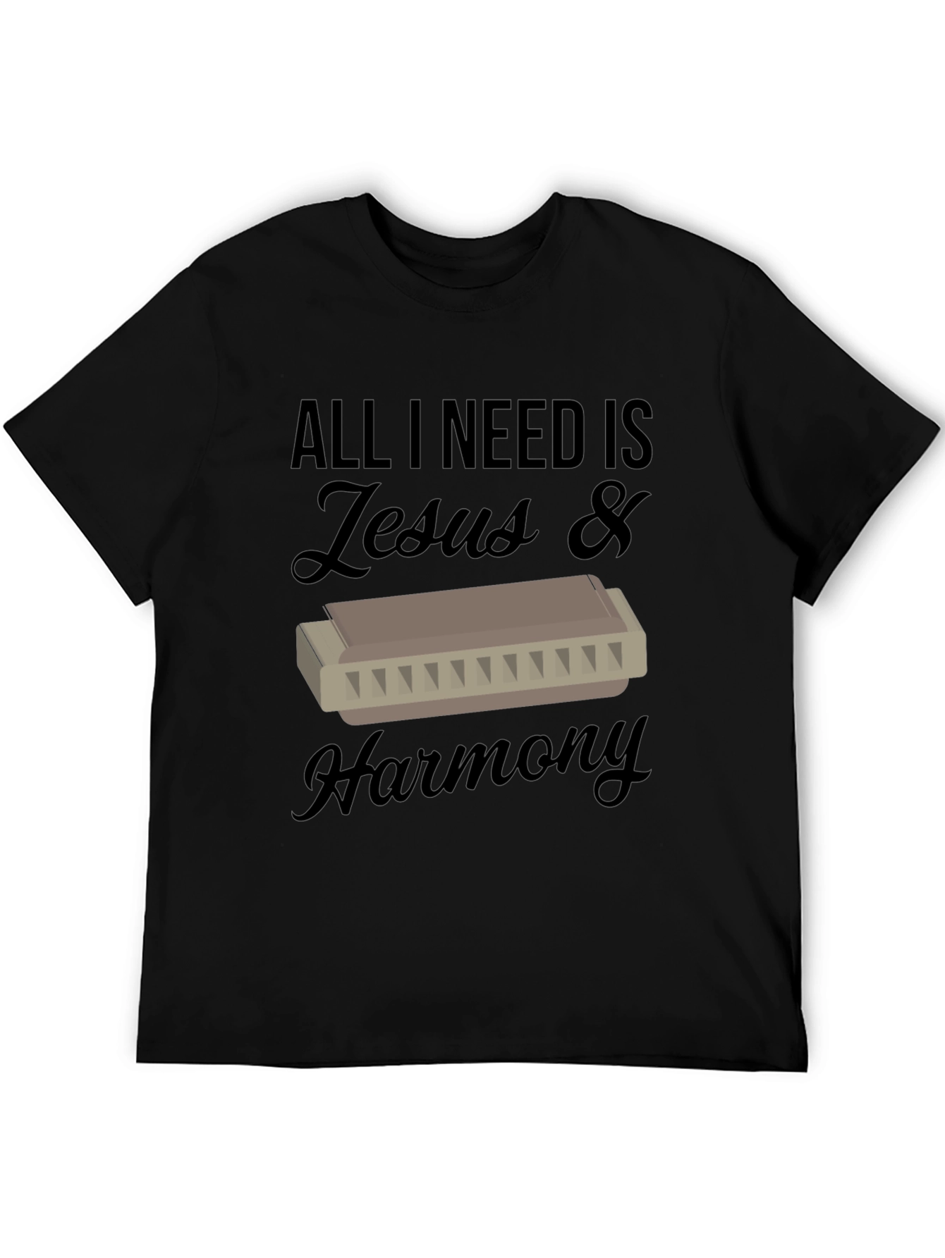 Black Jesus & Harmony T-Shirt - Music Lover Tee view 5