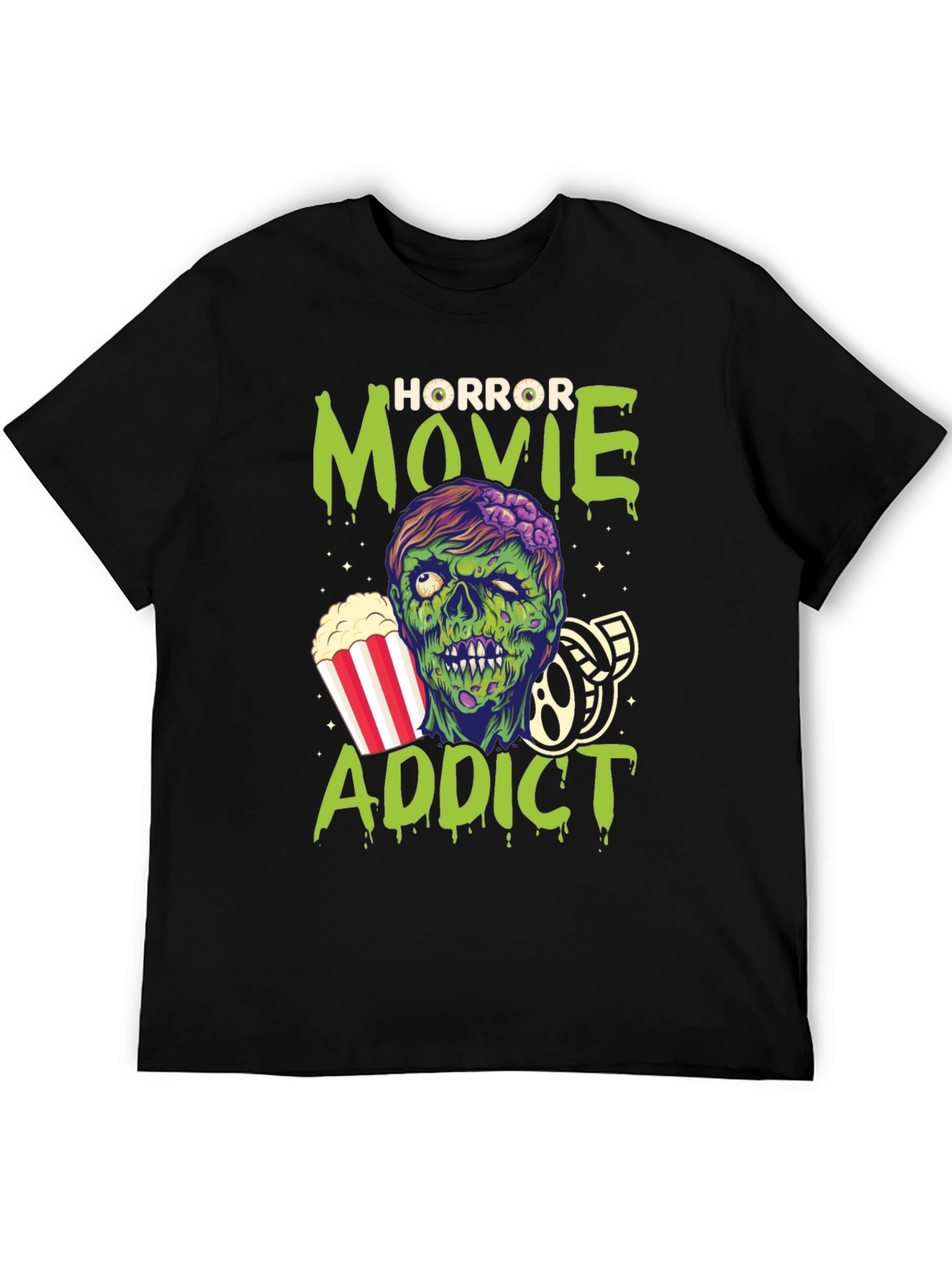 Black Horror Movie Addict Graphic T-Shirt view 5