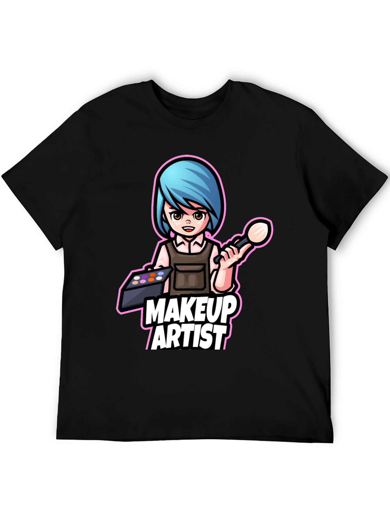 Black Makeup Artist Cartoon Graphic Tee view 5