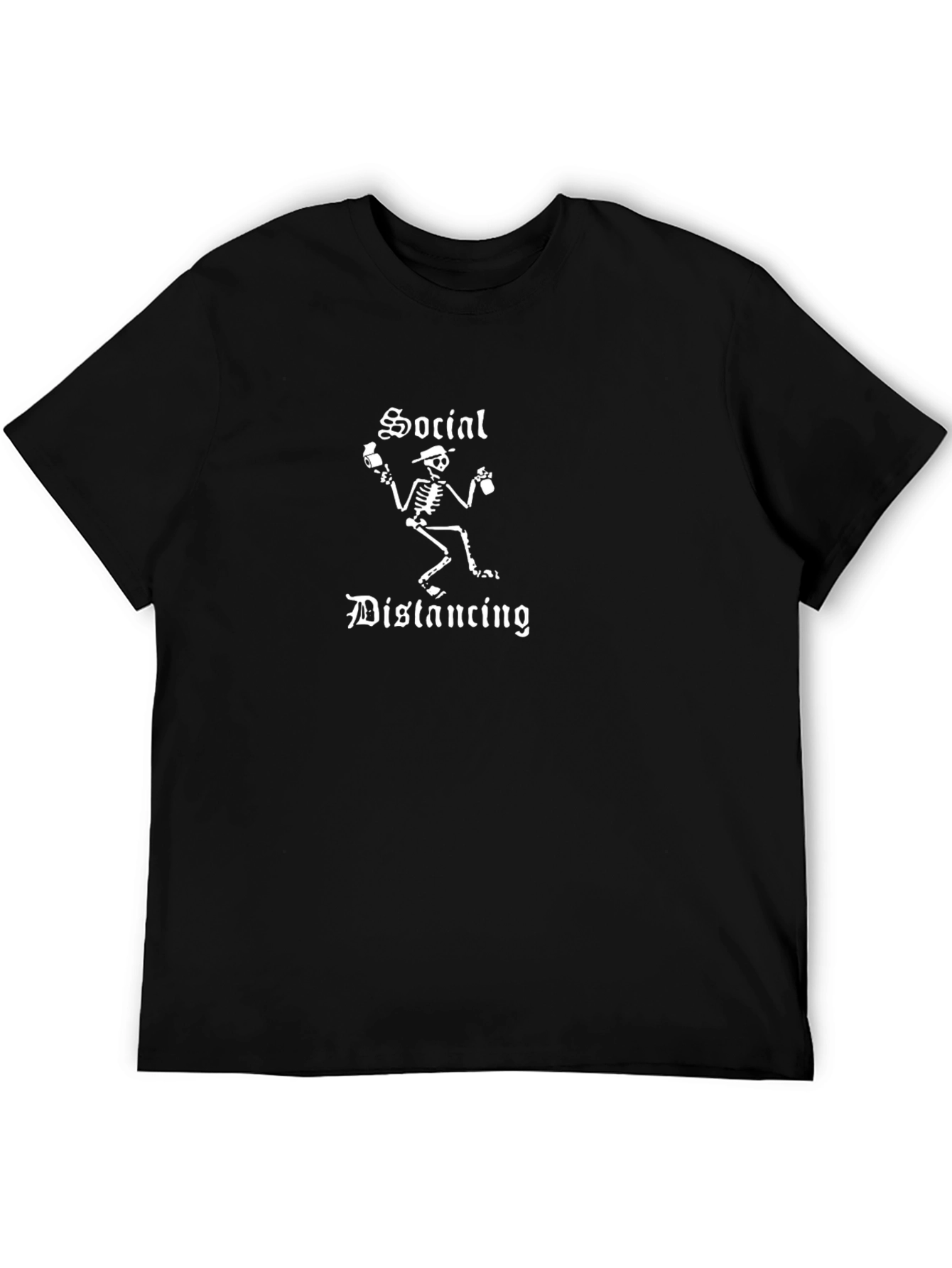Black Social Distancing Skeleton Graphic Tee - Black view 5