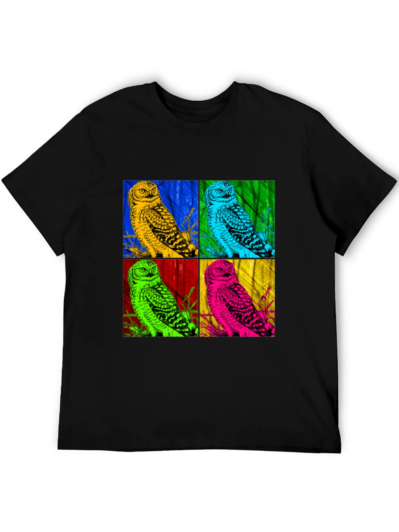 Black Pop Art Owl Graphic Tee - Bold Colorful Design view 5