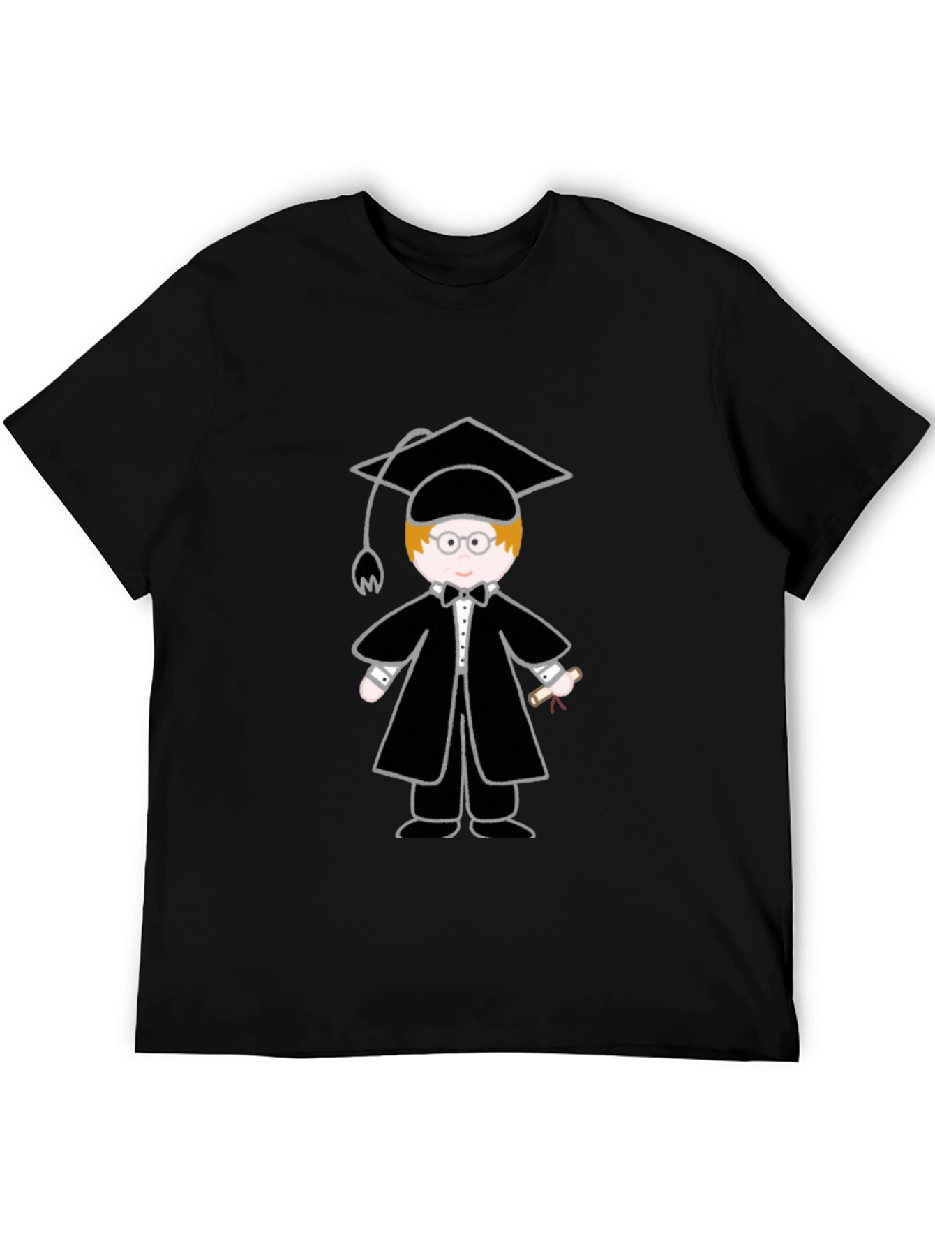 Graduation Cartoon Graphic T-Shirt - Black - 5